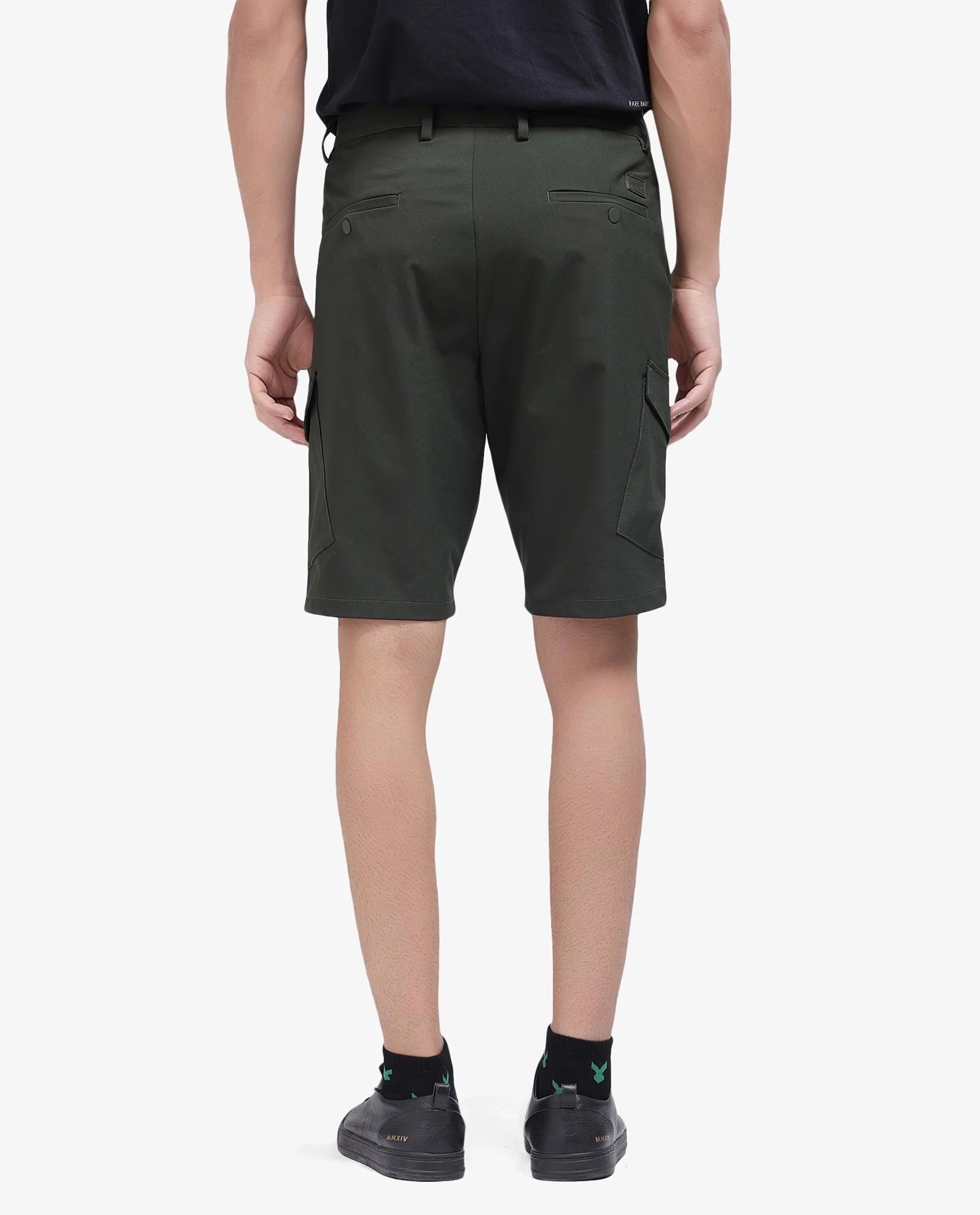 Rare Rabbit Men's Tripco Olive Polyester Blend Plain Relaxed Fit Shorts - Image 9