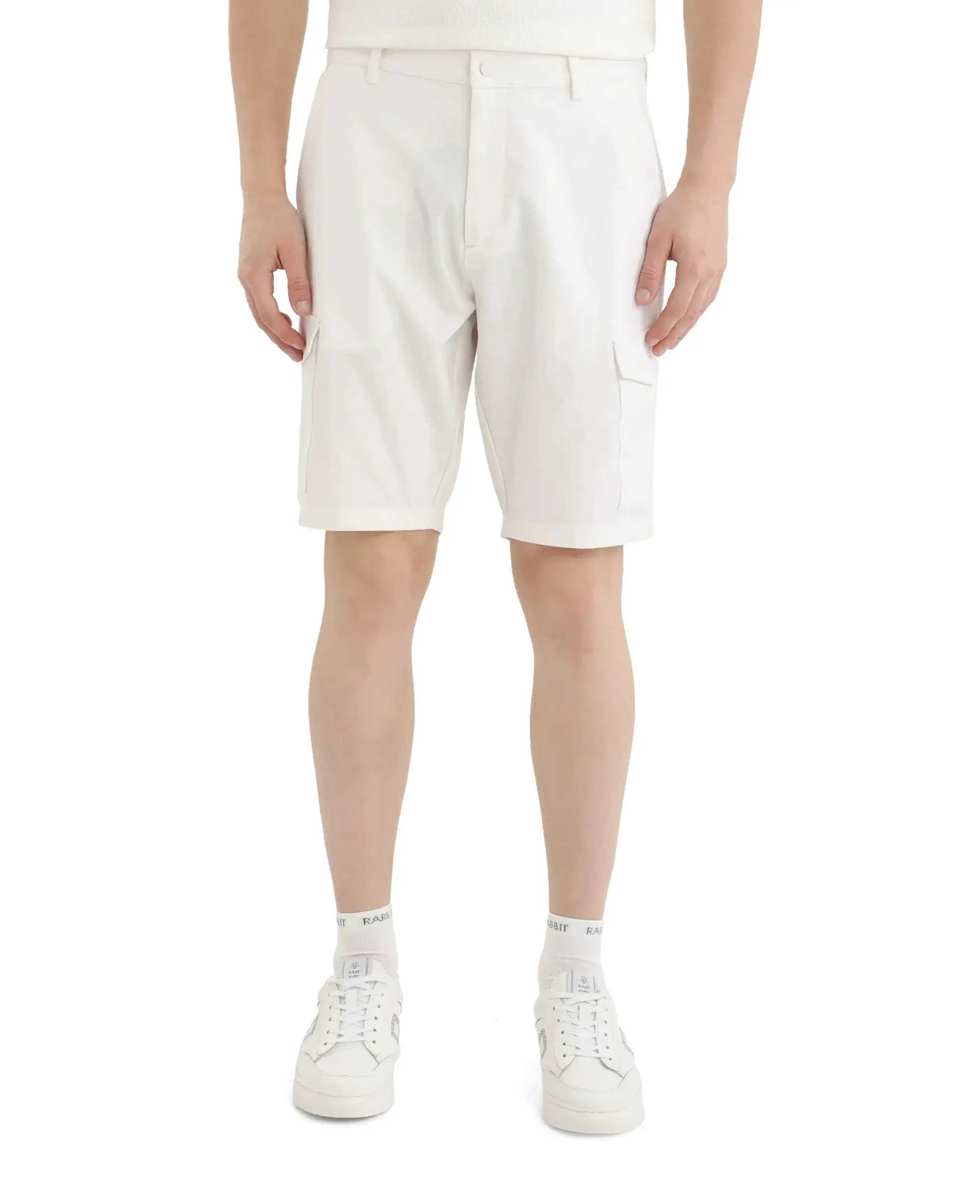 Rare Rabbit Men's Tripco White Polyester Blend Plain Relaxed Fit Shorts - Image 10