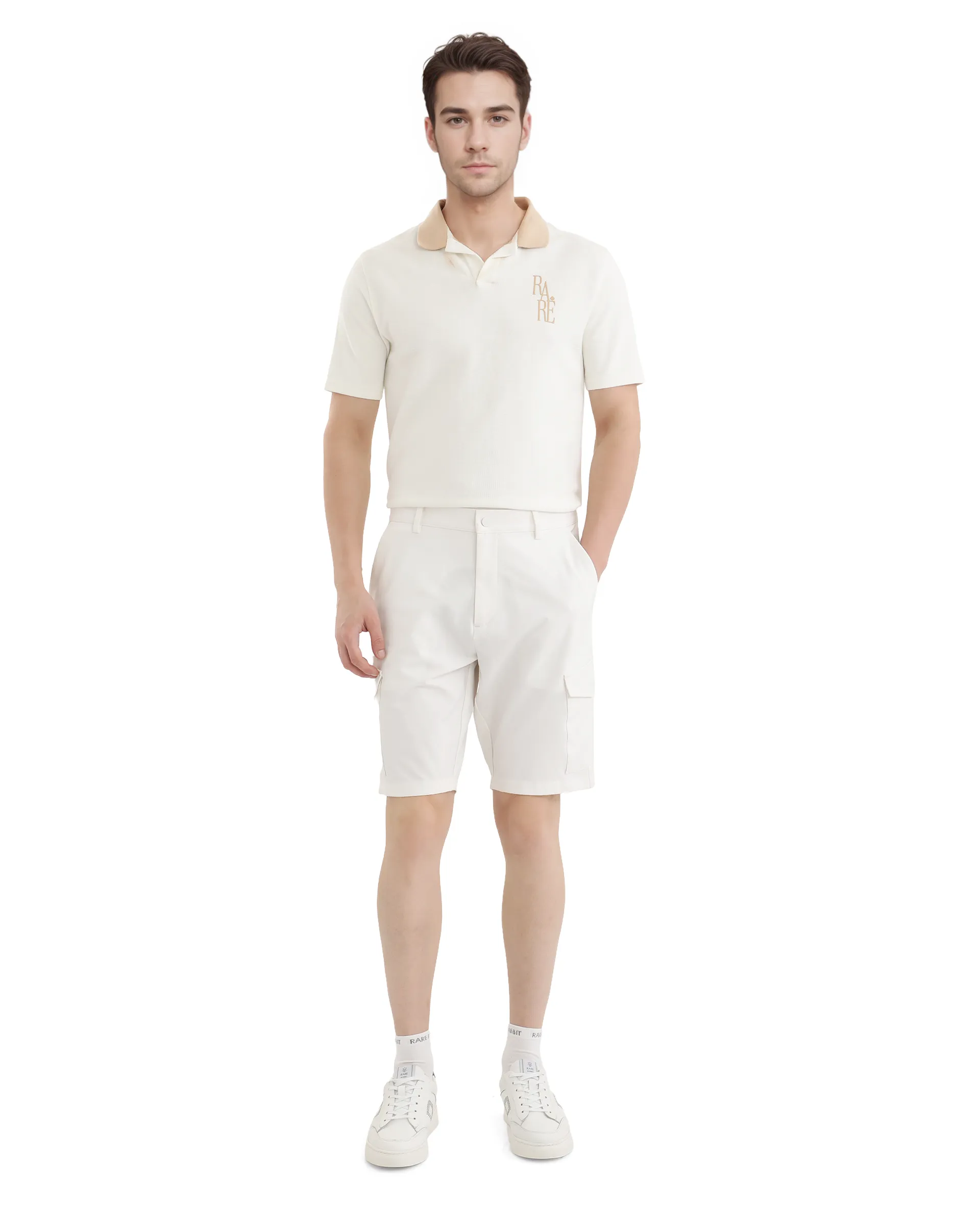 Rare Rabbit Men's Tripco White Polyester Blend Plain Relaxed Fit Shorts - Image 5
