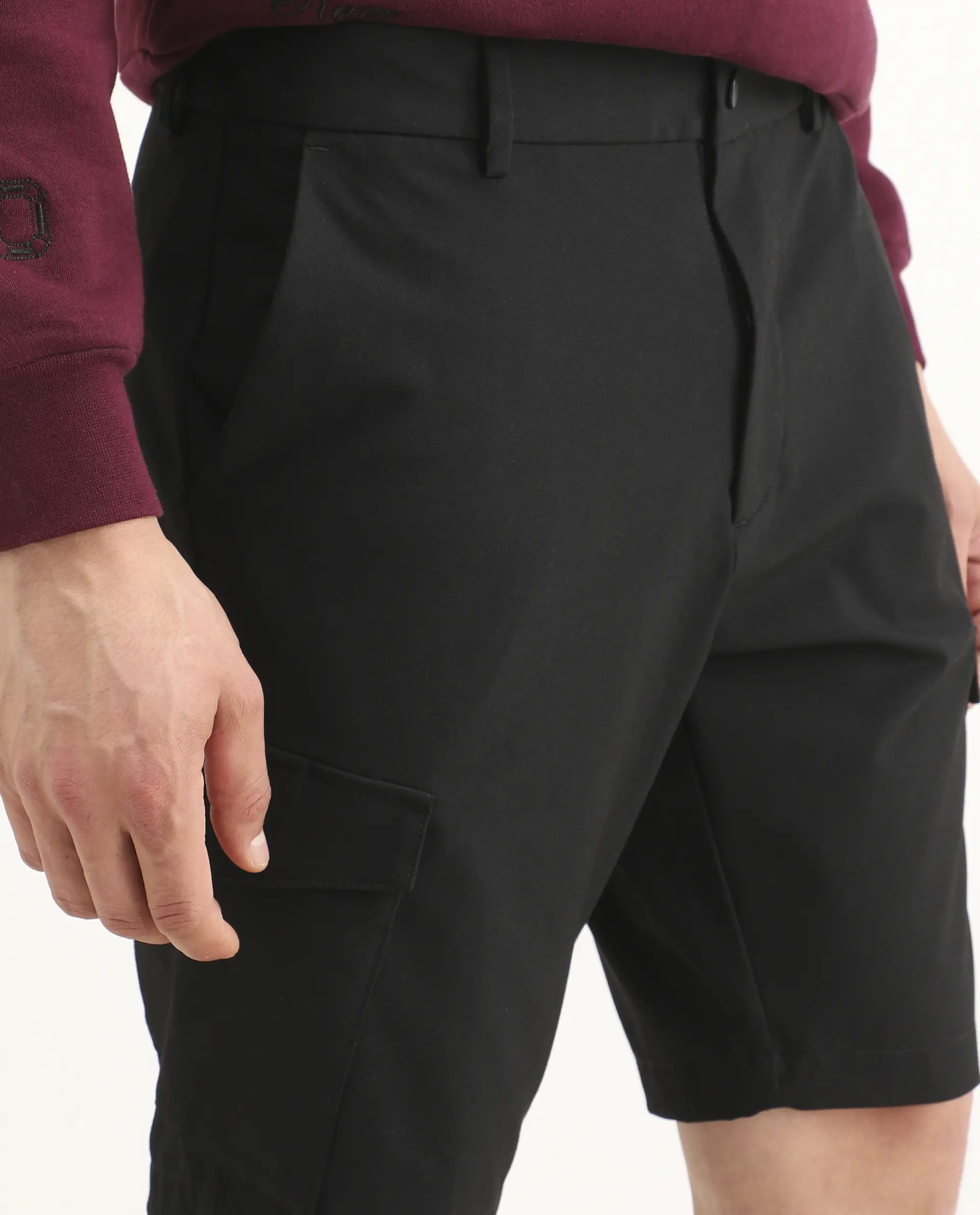 Rare Rabbit Men's Tripco-Ss26 Black Polyester Blend Fabric Relaxed Fit Plain Shorts - Image 3
