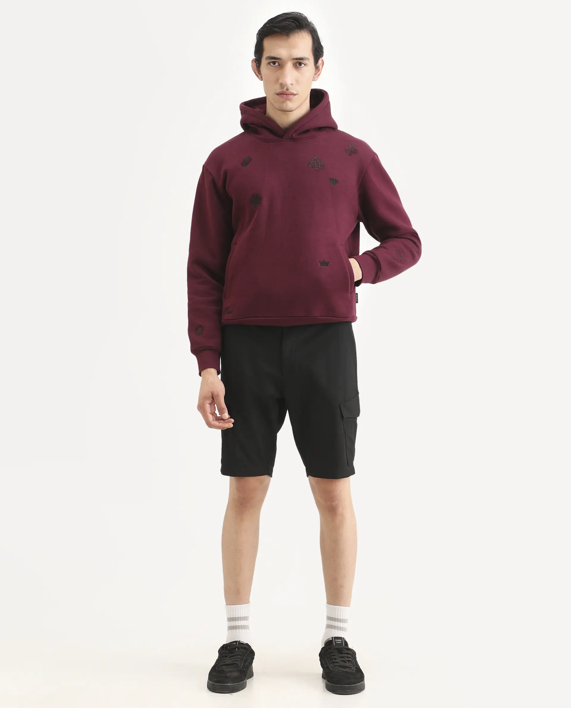 Rare Rabbit Men's Tripco-Ss26 Black Polyester Blend Fabric Relaxed Fit Plain Shorts - Image 4
