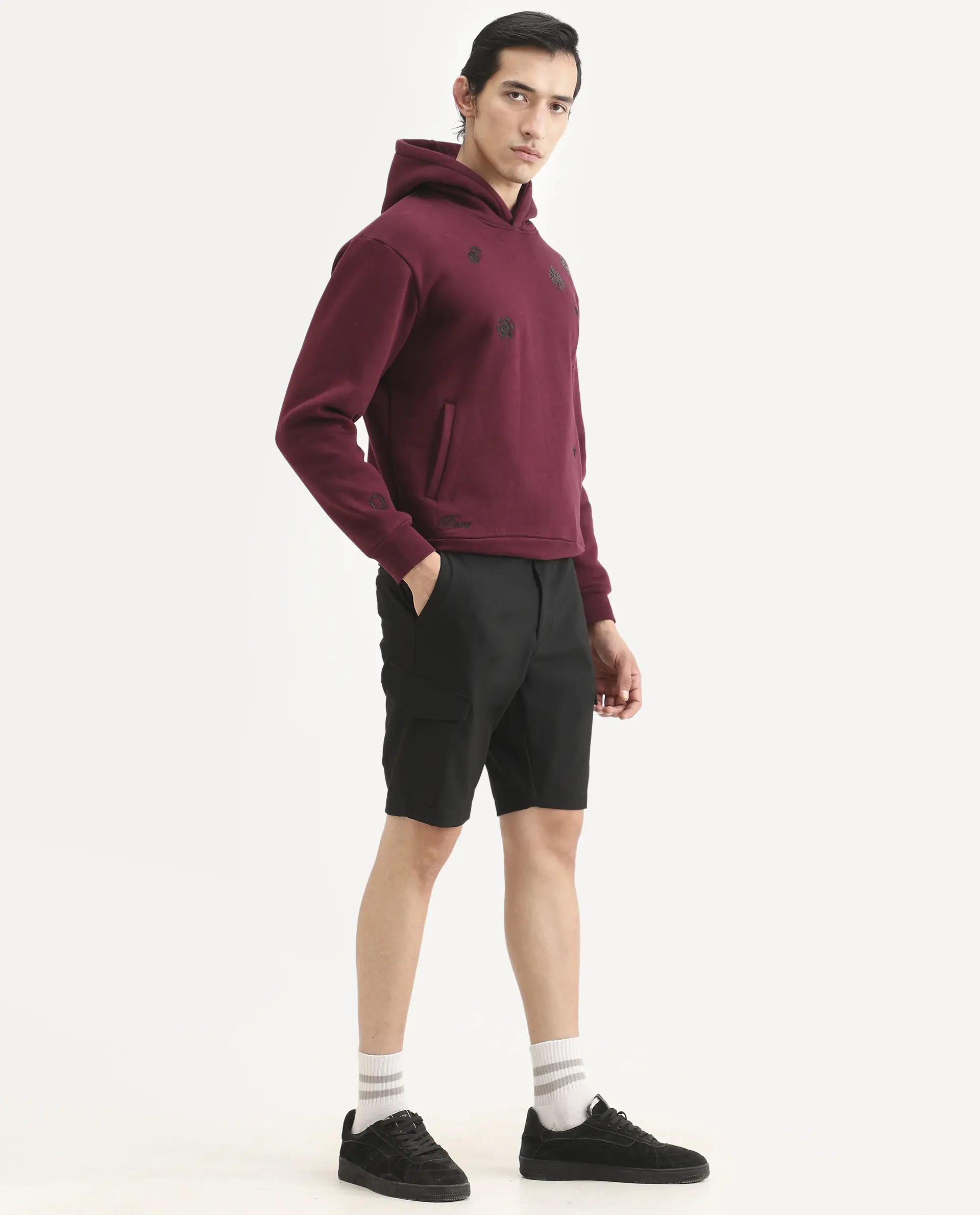 Rare Rabbit Men's Tripco-Ss26 Black Polyester Blend Fabric Relaxed Fit Plain Shorts - Image 6