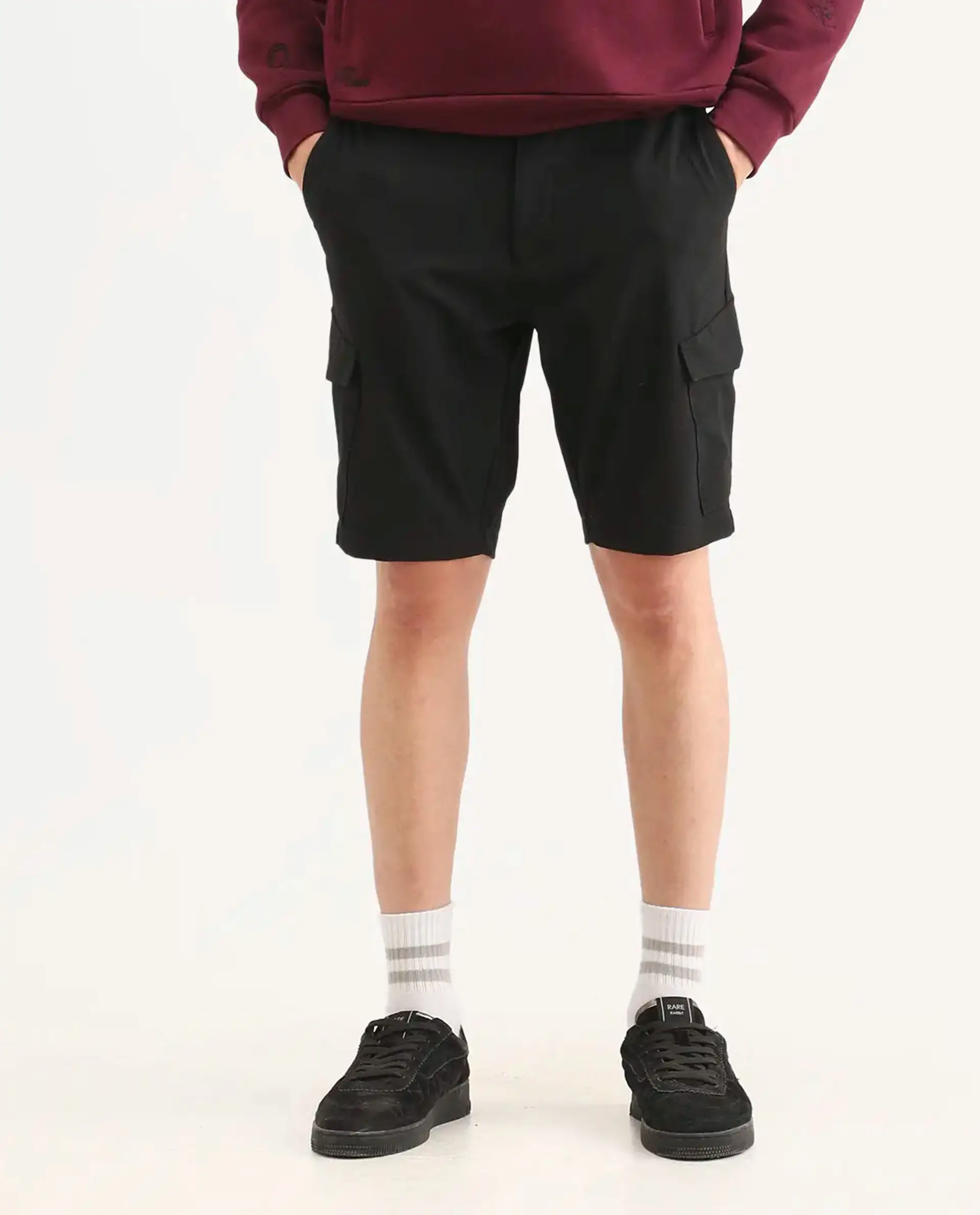 Rare Rabbit Men's Tripco-Ss26 Black Polyester Blend Fabric Relaxed Fit Plain Shorts - Image 9