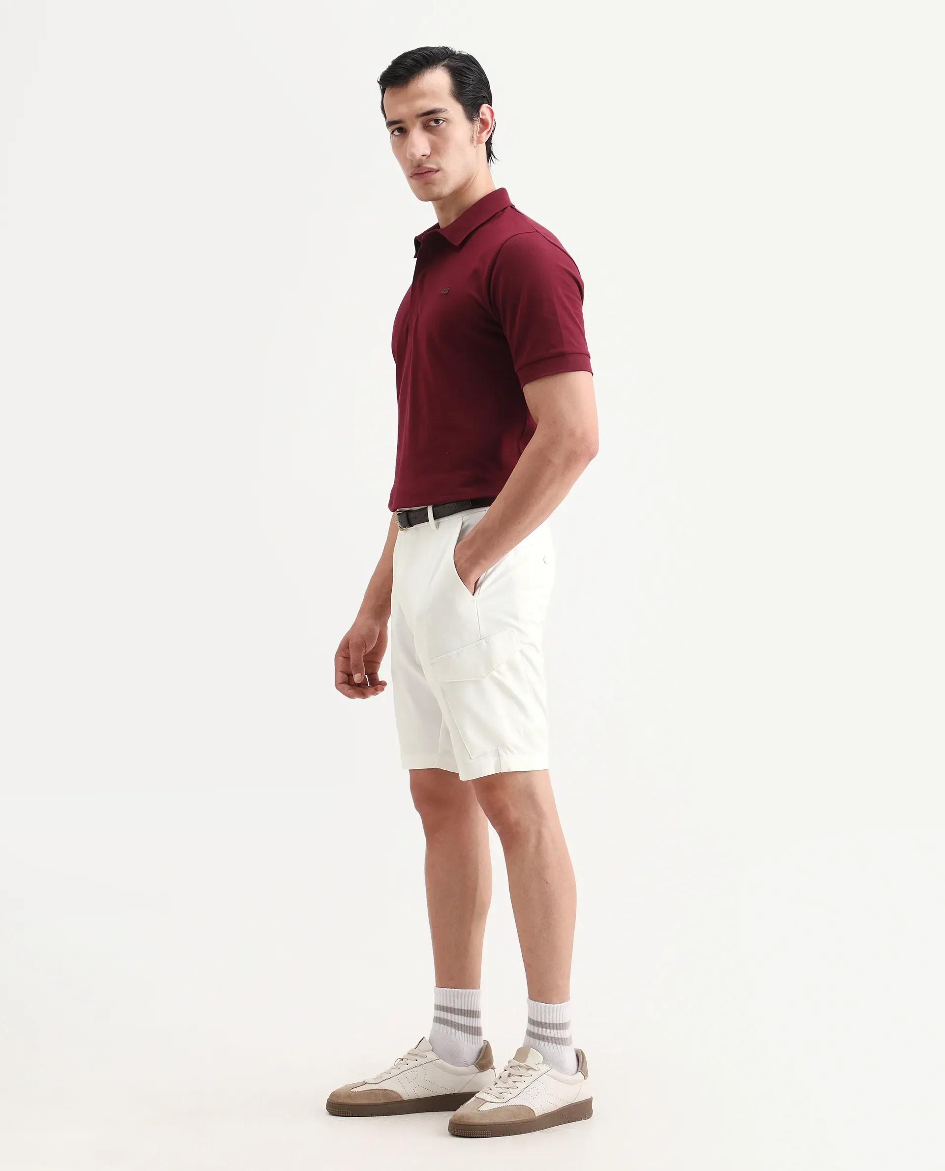 Rare Rabbit Men's Tripco-Ss26 White Polyester Blend Fabric Relaxed Fit Plain Shorts - Image 6