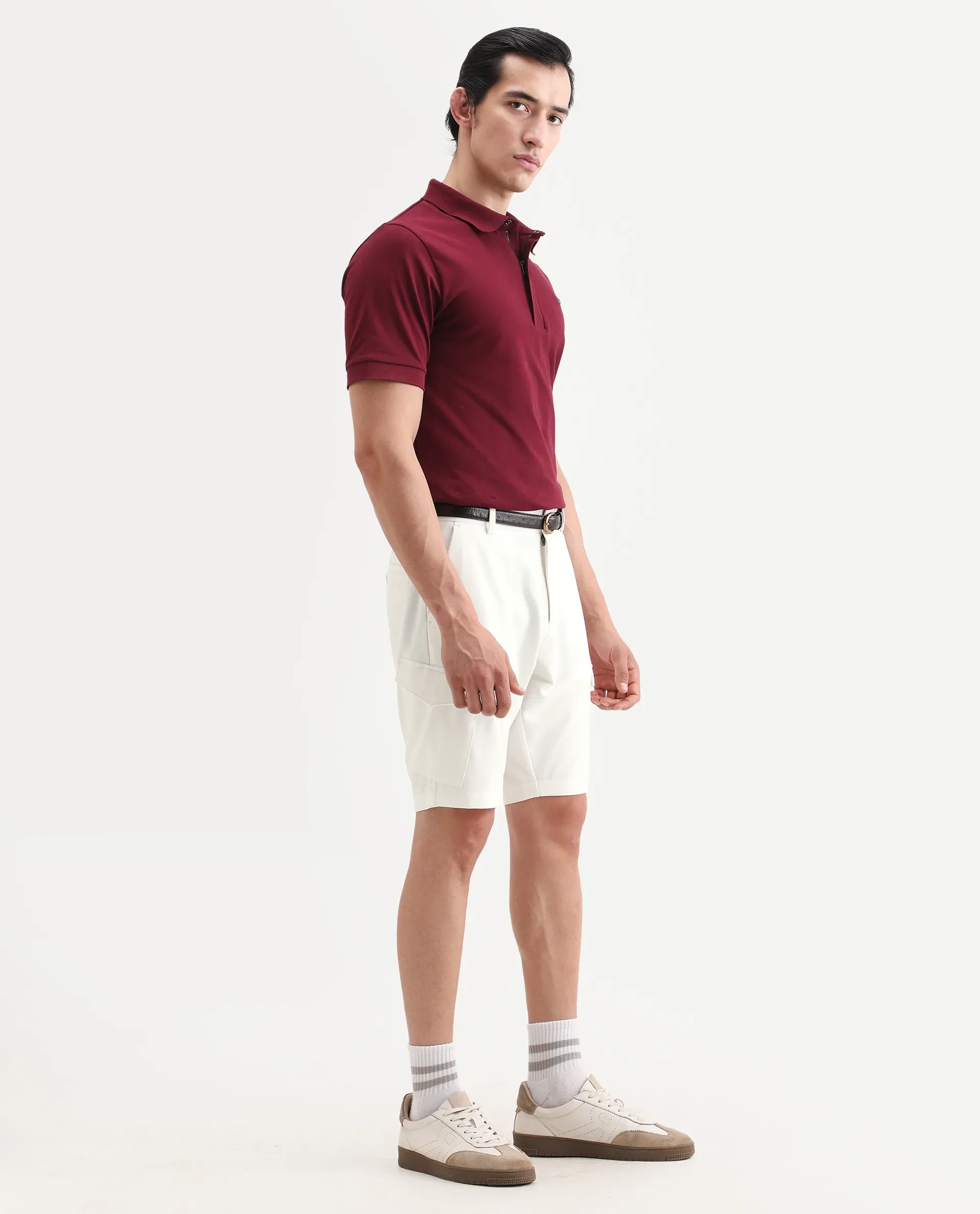 Rare Rabbit Men's Tripco-Ss26 White Polyester Blend Fabric Relaxed Fit Plain Shorts - Image 7