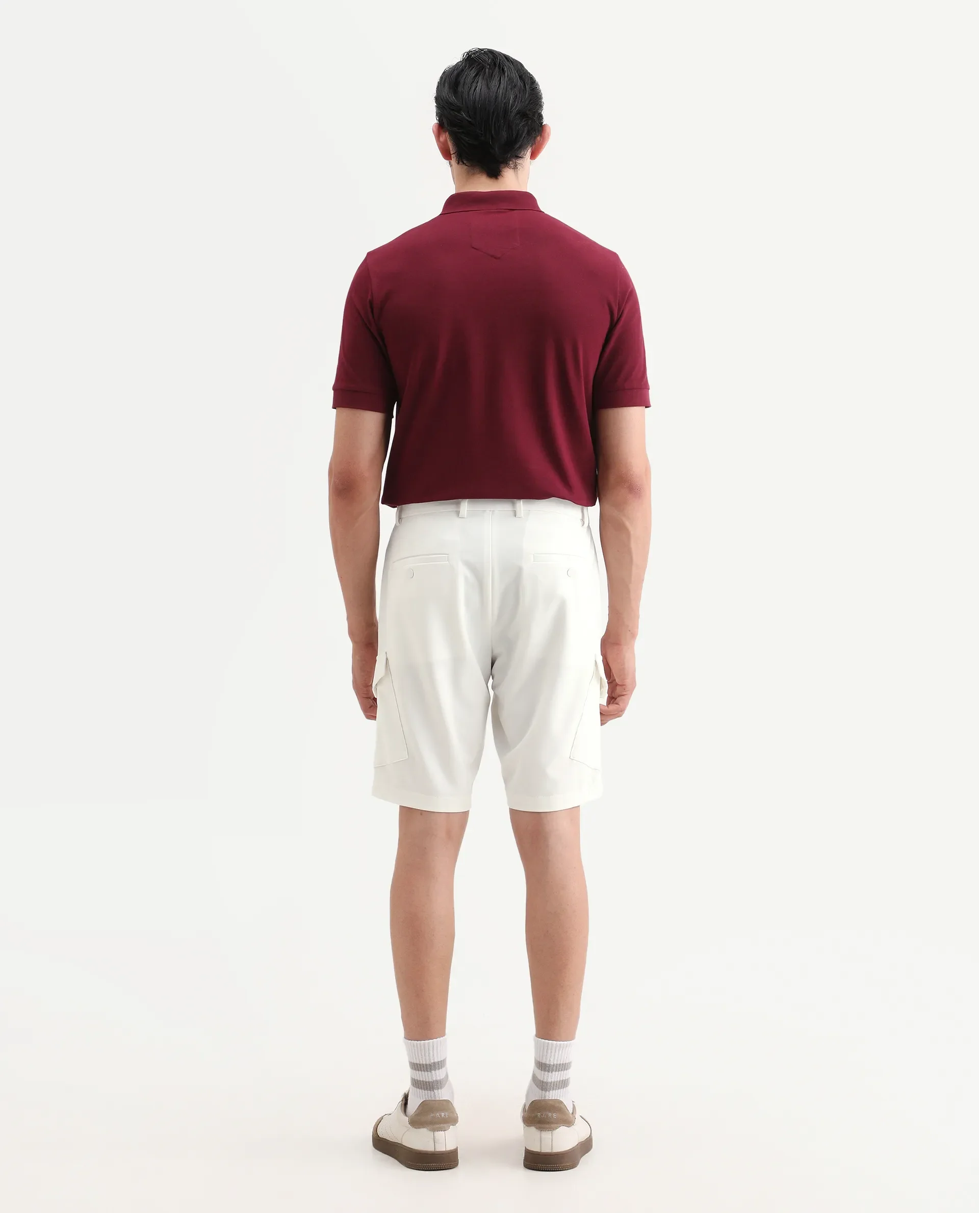 Rare Rabbit Men's Tripco-Ss26 White Polyester Blend Fabric Relaxed Fit Plain Shorts - Image 8