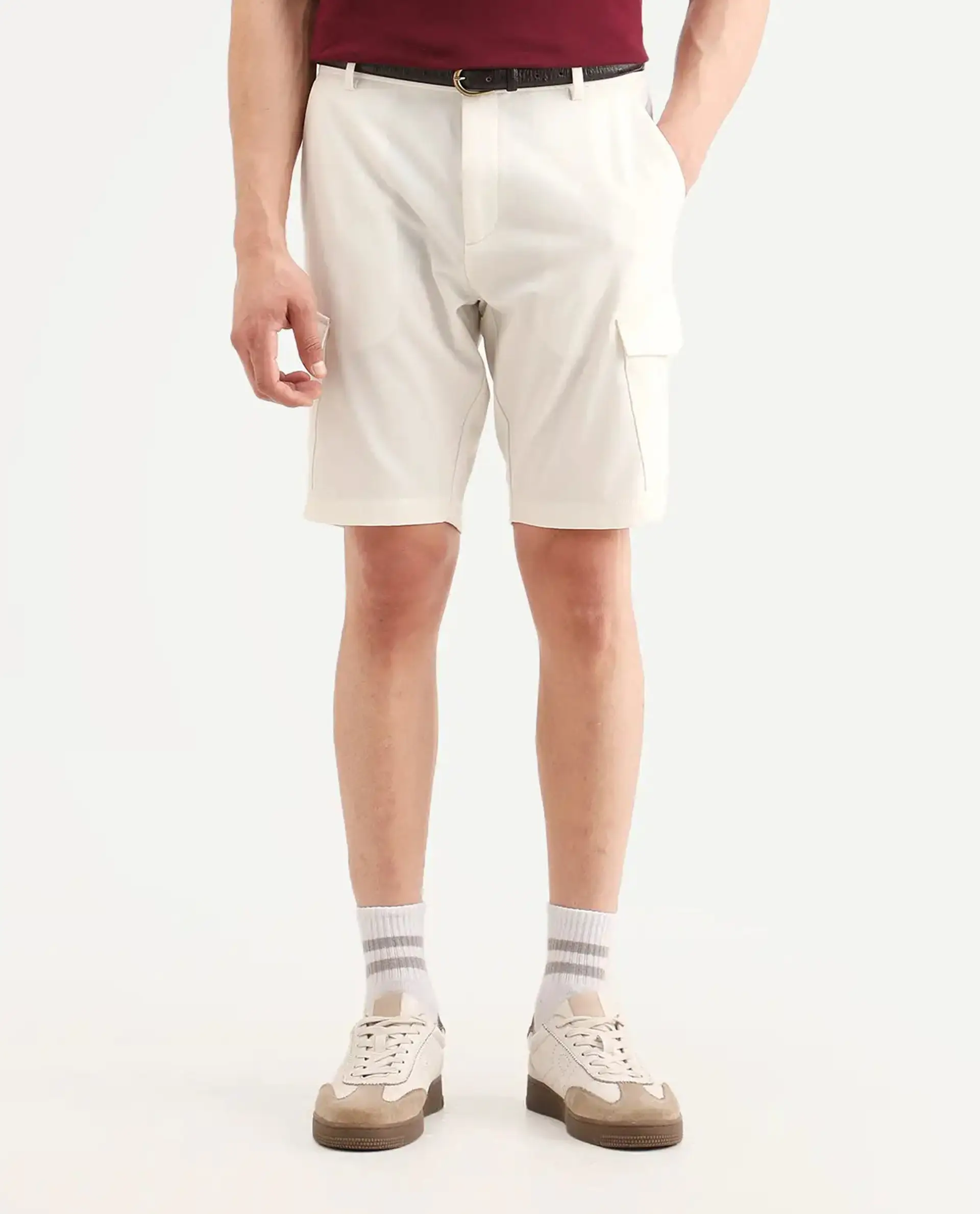 Rare Rabbit Men's Tripco-Ss26 White Polyester Blend Fabric Relaxed Fit Plain Shorts - Image 9