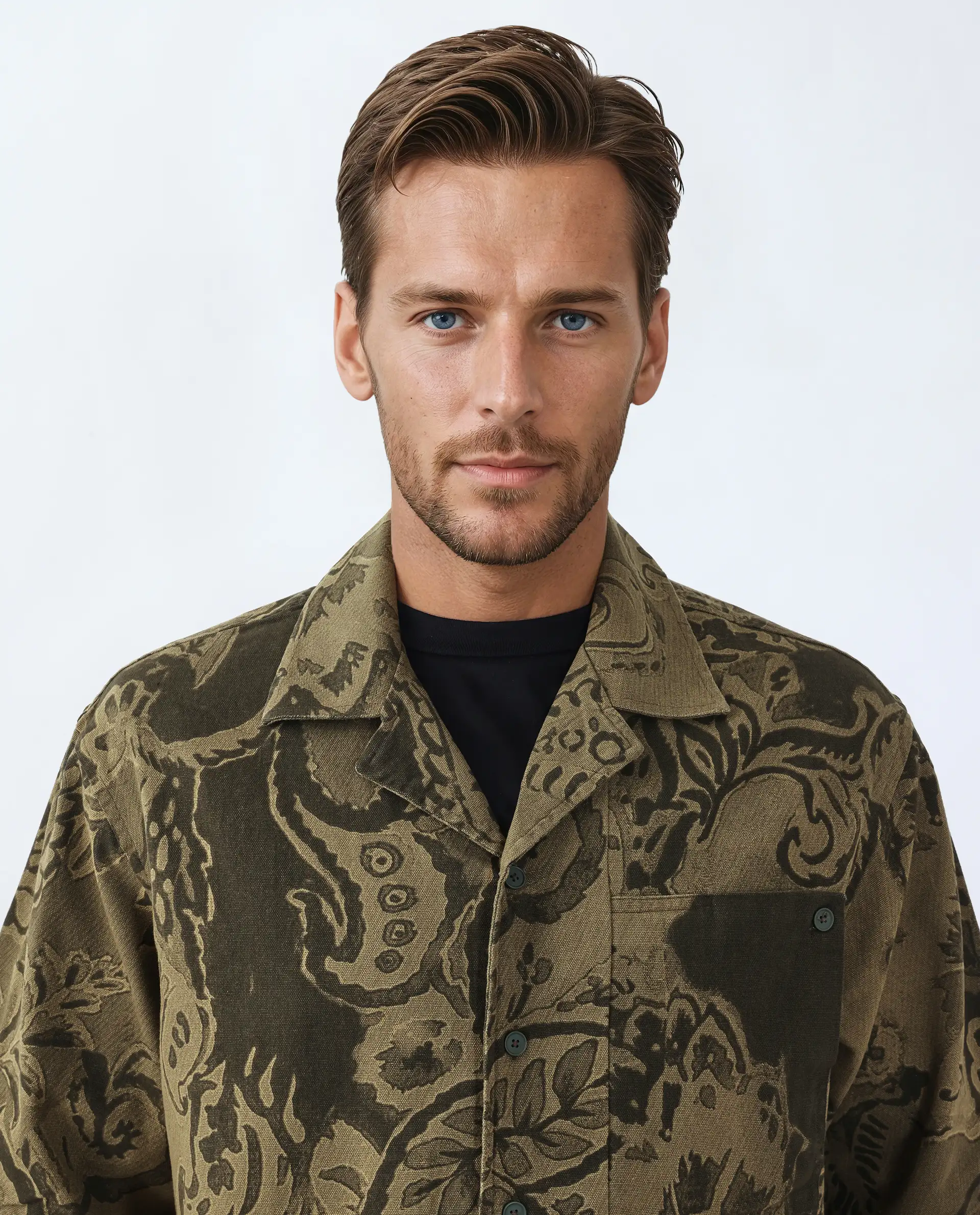Rare Rabbit Men's Trish Olive Cotton Paisley Print Boxy Fit Half Sleeve Collared Shirt - Image 7