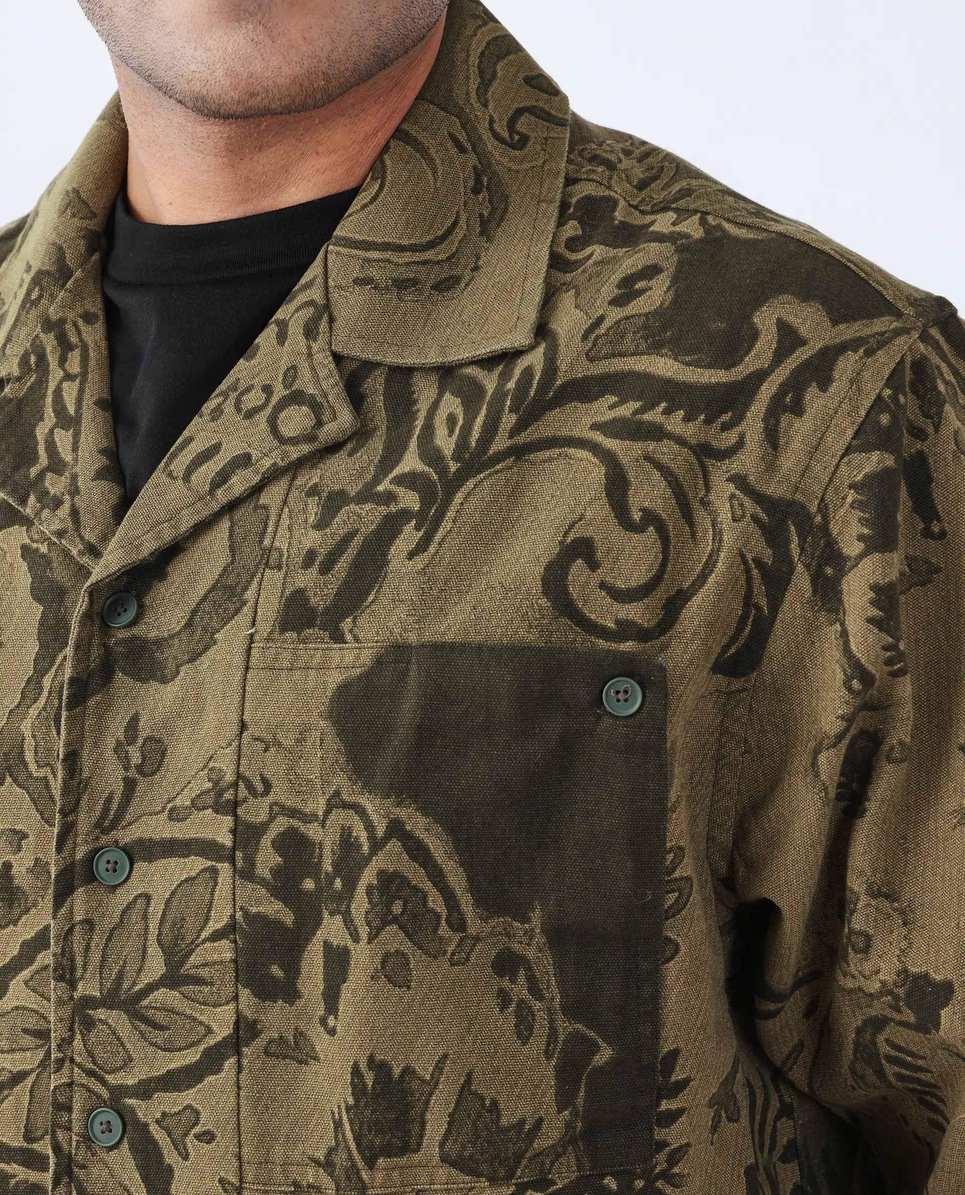 Rare Rabbit Men's Trish Olive Cotton Paisley Print Boxy Fit Half Sleeve Collared Shirt - Image 8