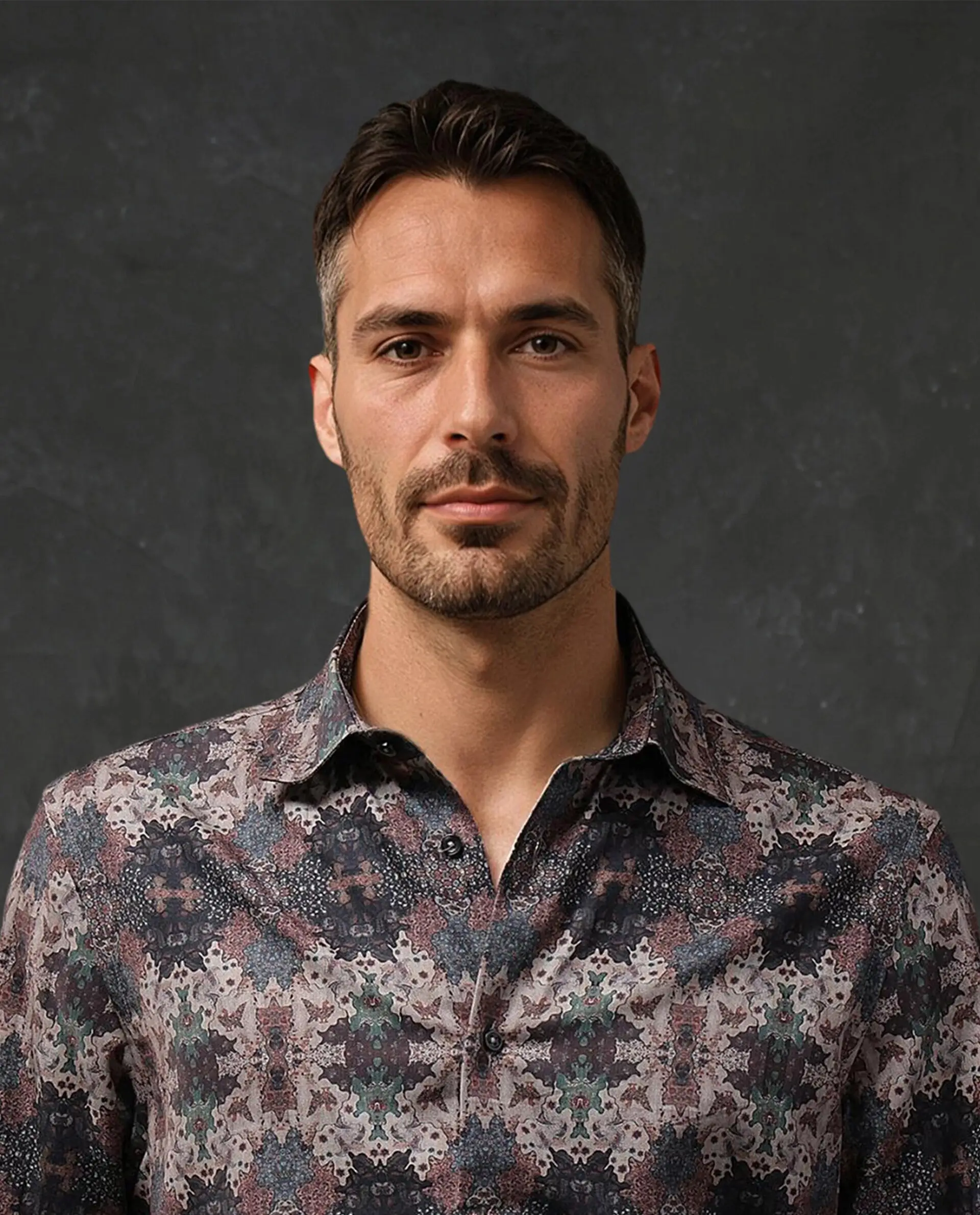 Rare Rabbit Men's Troco Ls Brown Cotton Blend Decorative Print Boxy Fit Full Sleeve Collared Shirt - Image 7
