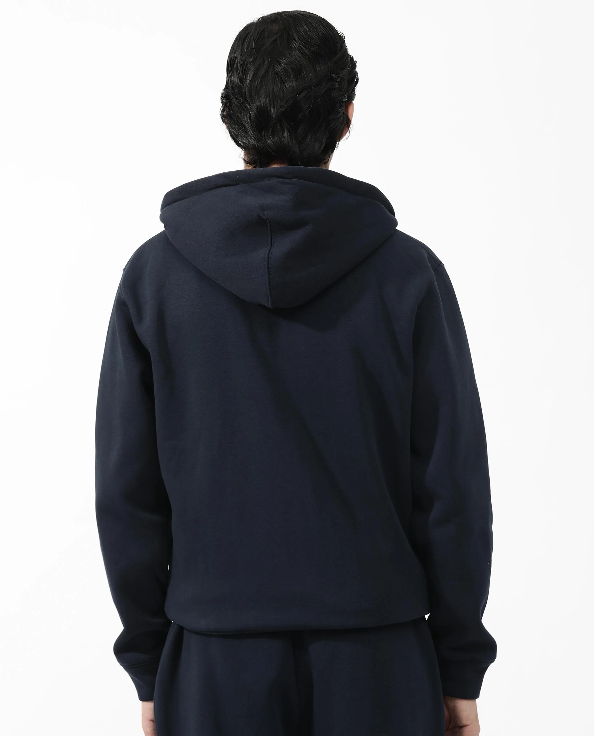 Rare Rabbit Men's Trood Navy Cotton Fabric Full Sleeves Zip Closure Regular Fit Solid Hooded Sweatshirt - Image 10