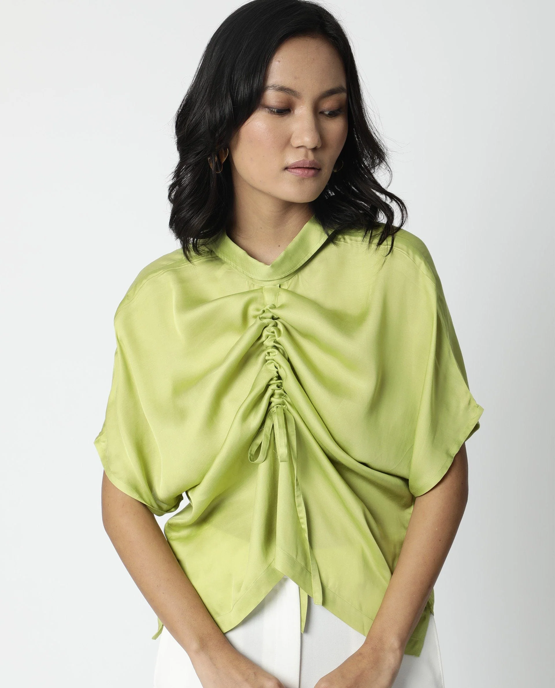 Rareism Women Trop Green Top Short Sleeves Solid - Image 4