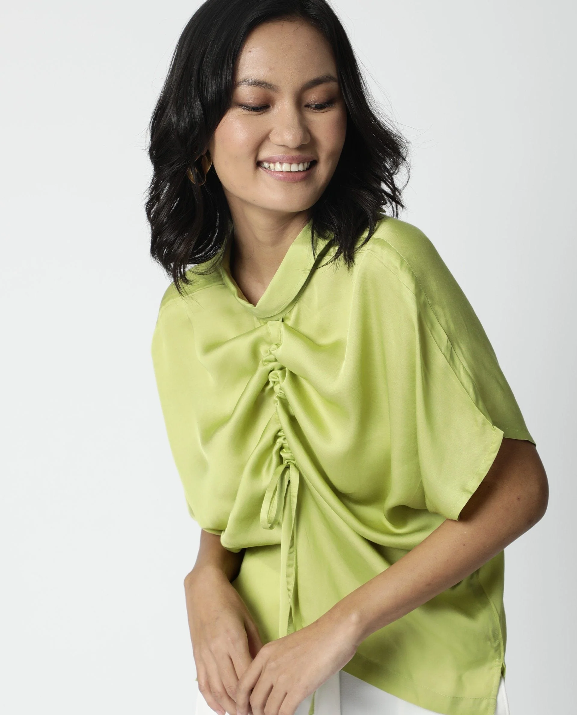 Rareism Women Trop Green Top Short Sleeves Solid - Image 5