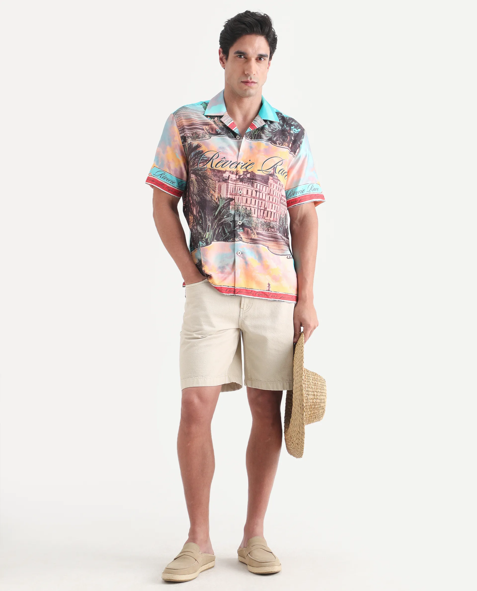Rare Rabbit Men's Trop Multi Cotton Blend Fabric Half Sleeve Cuban Collar Regular Fit Tropical Print Shirt - Image 2
