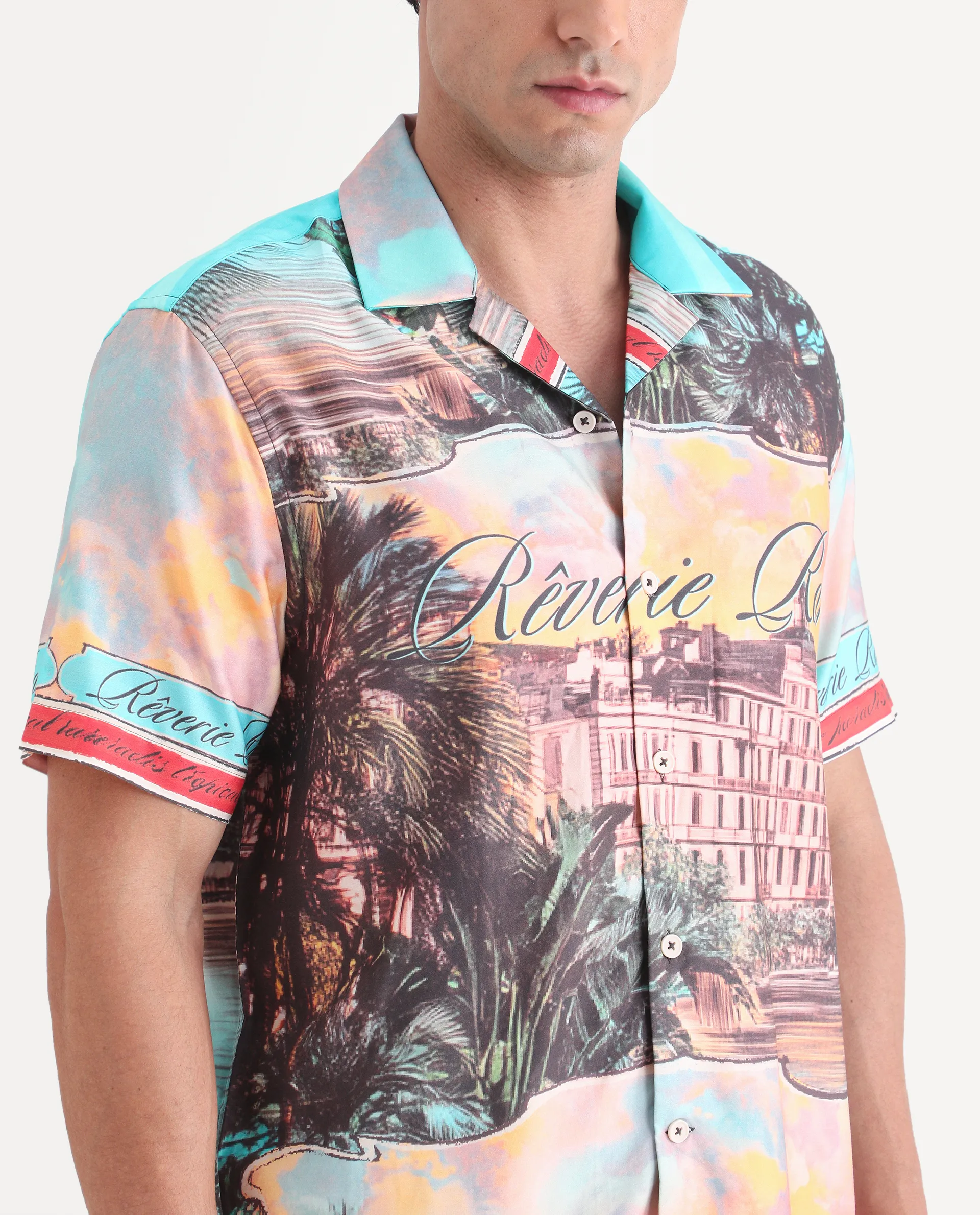 Rare Rabbit Men's Trop Multi Cotton Blend Fabric Half Sleeve Cuban Collar Regular Fit Tropical Print Shirt - Image 3