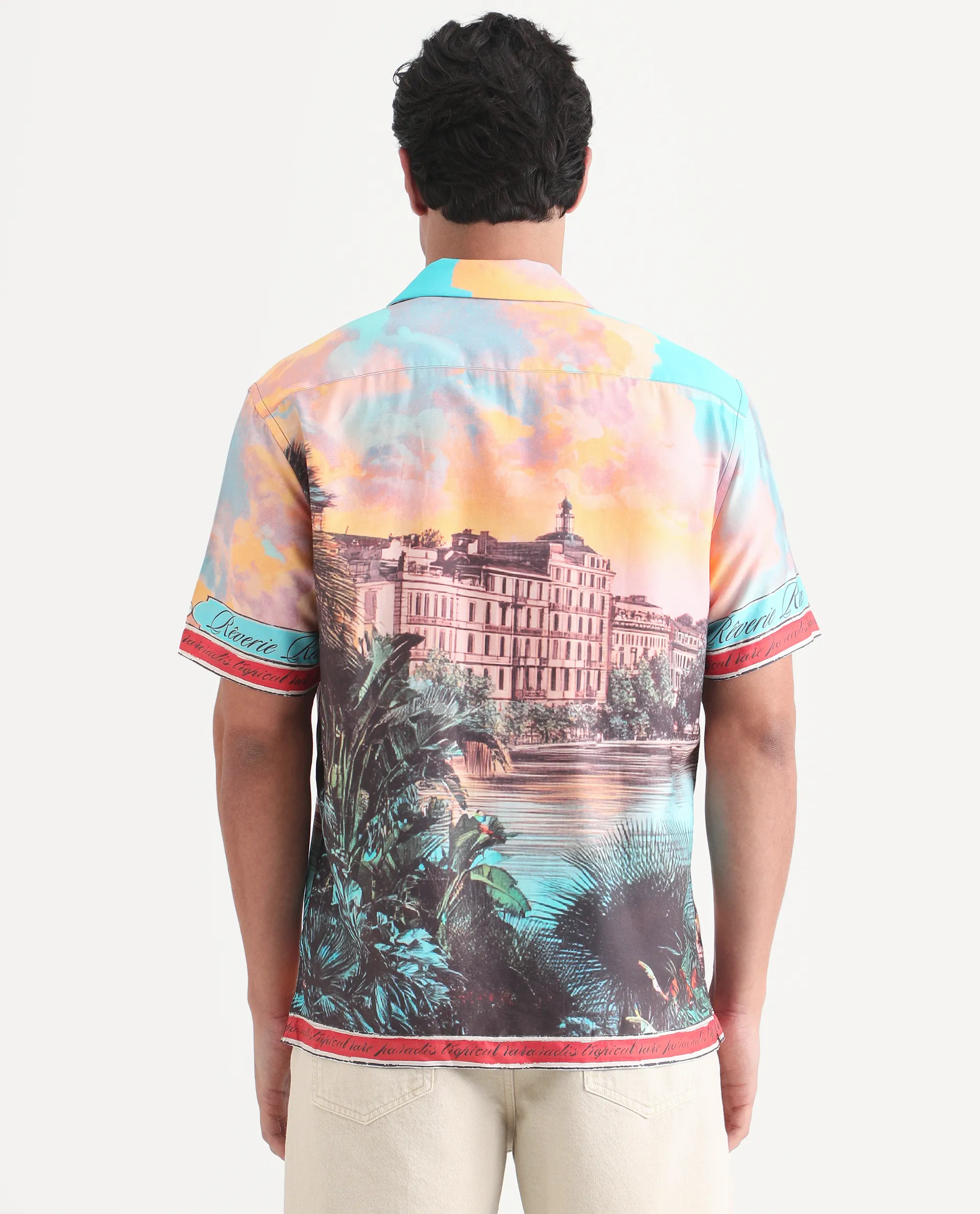 Rare Rabbit Men's Trop Multi Cotton Blend Fabric Half Sleeve Cuban Collar Regular Fit Tropical Print Shirt - Image 7