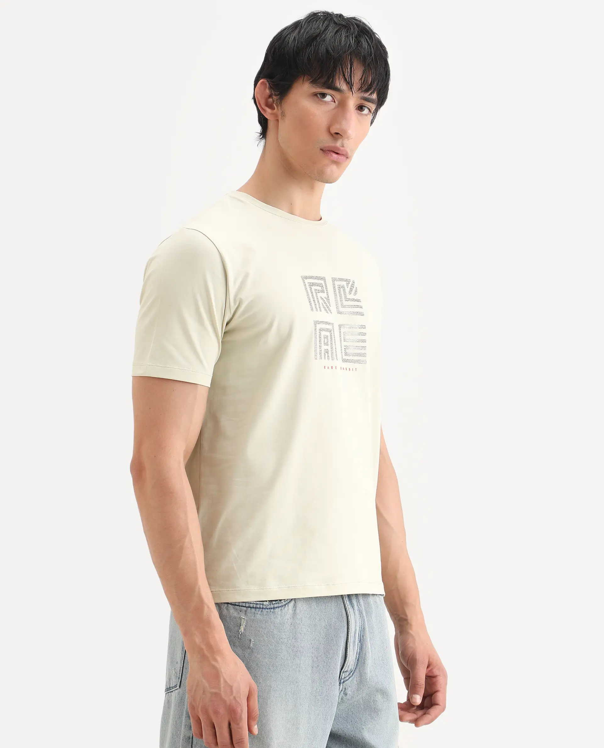 Rare Rabbit Men's Trov Pastel Green Cotton Blend Fabric Half Sleeve Crew Neck Regular Fit Graphic Print T-Shirt - Image 6