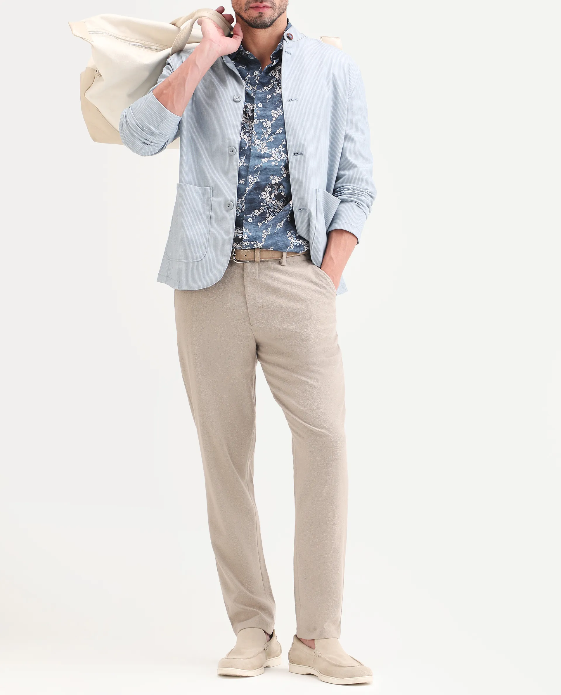 Rare Rabbit Men's Trove Dusky Beige Polyester Blend Fabric Regular Fit Textured Trouser - Image 2