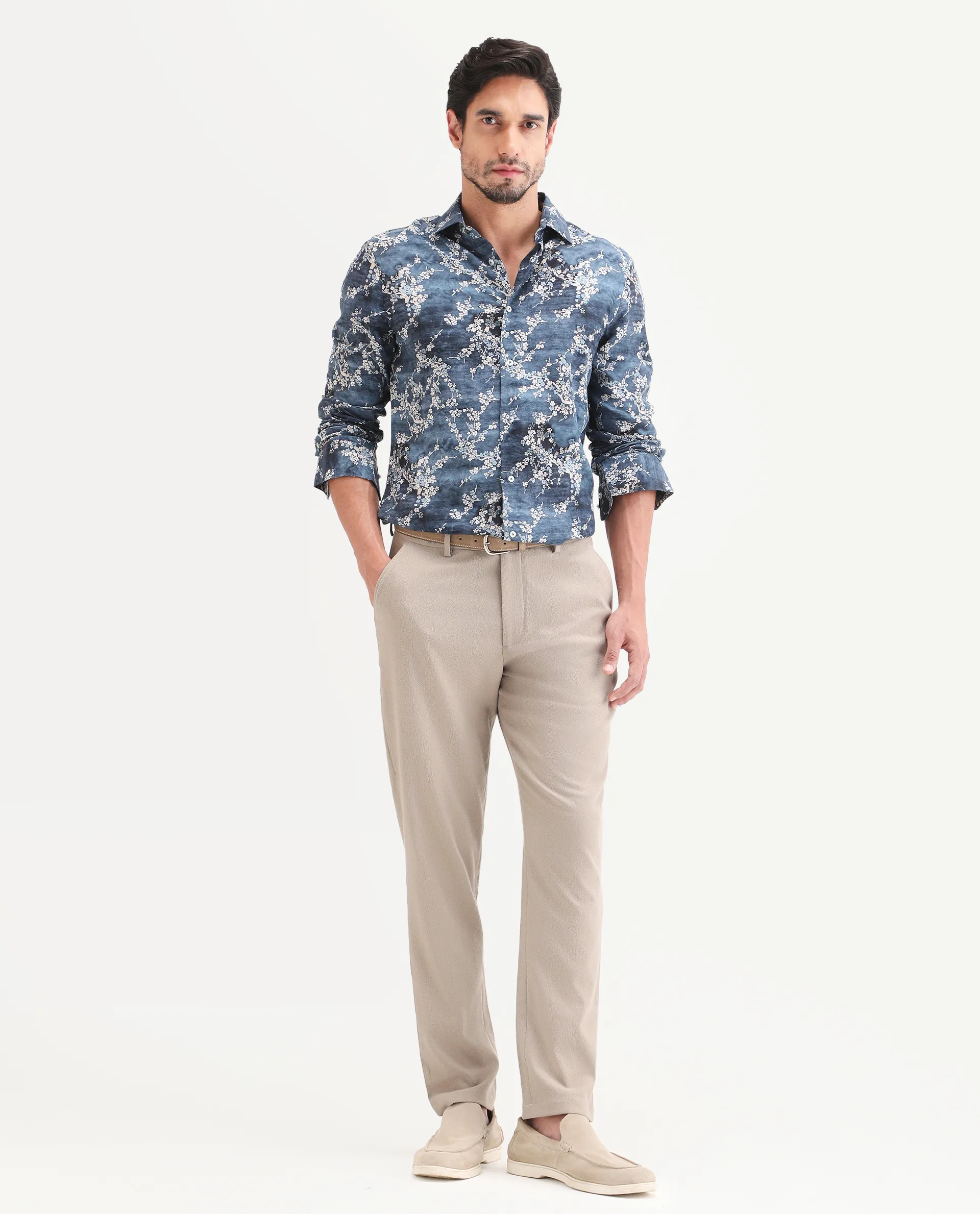 Rare Rabbit Men's Trove Dusky Beige Polyester Blend Fabric Regular Fit Textured Trouser - Image 4
