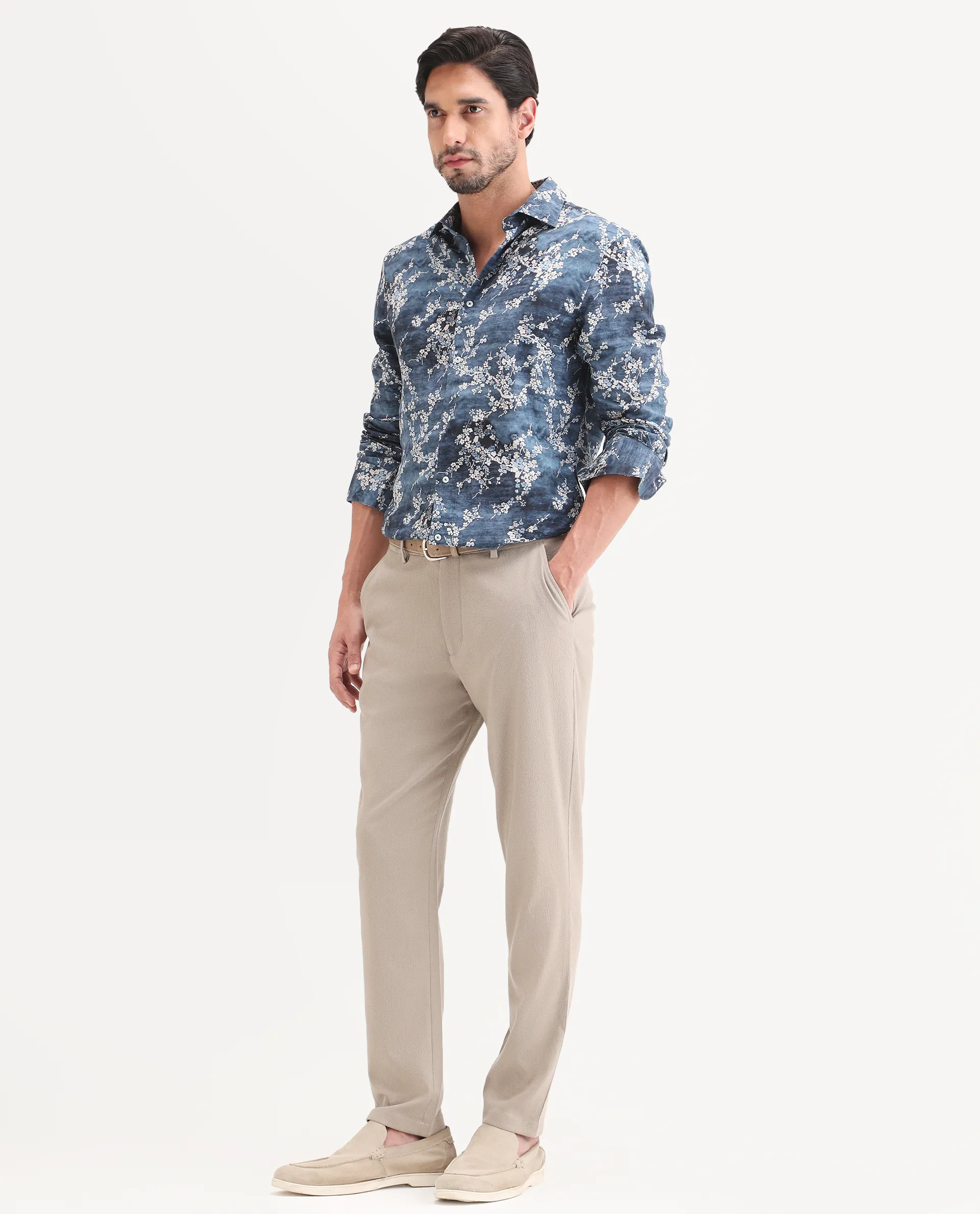 Rare Rabbit Men's Trove Dusky Beige Polyester Blend Fabric Regular Fit Textured Trouser - Image 5