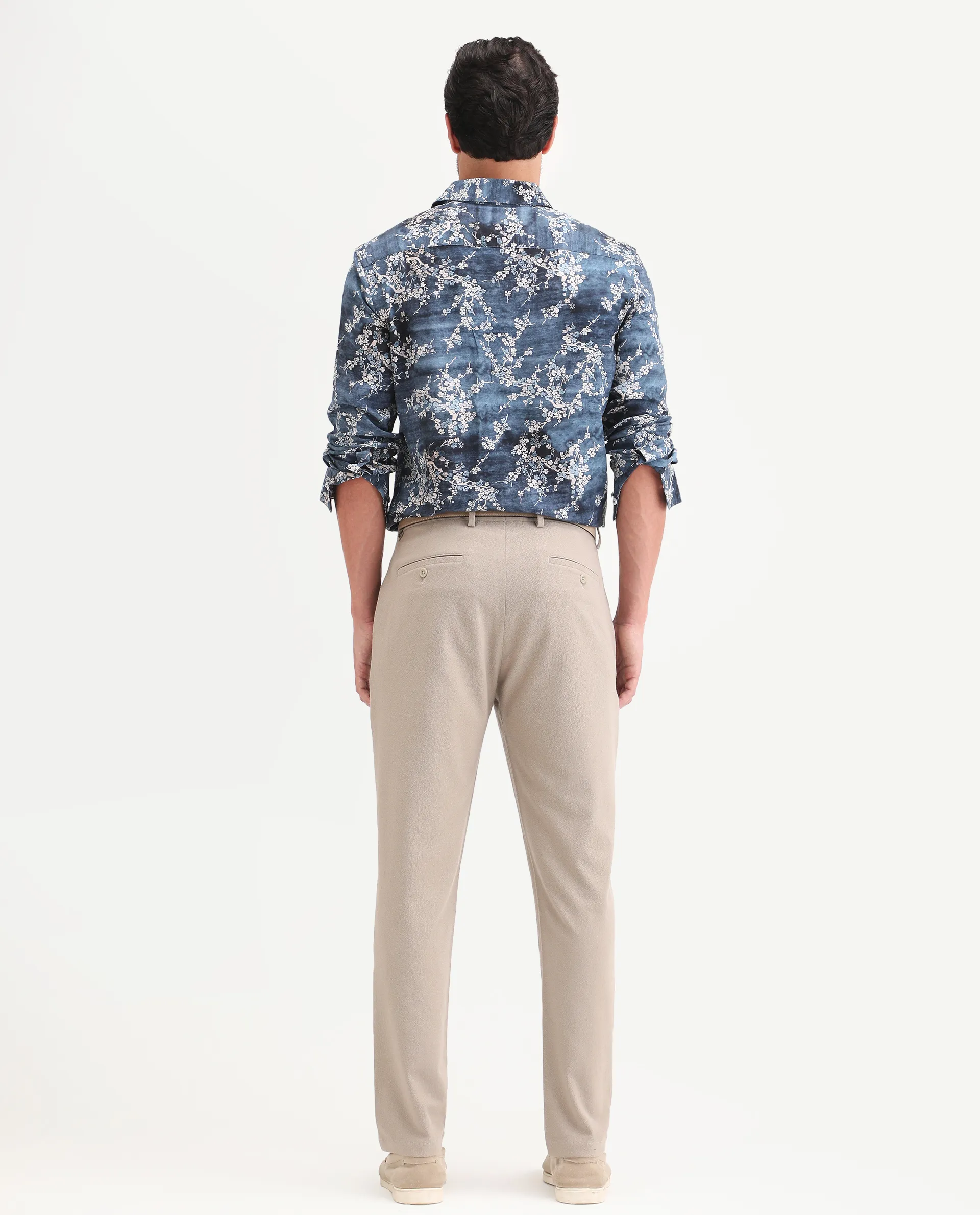 Rare Rabbit Men's Trove Dusky Beige Polyester Blend Fabric Regular Fit Textured Trouser - Image 7