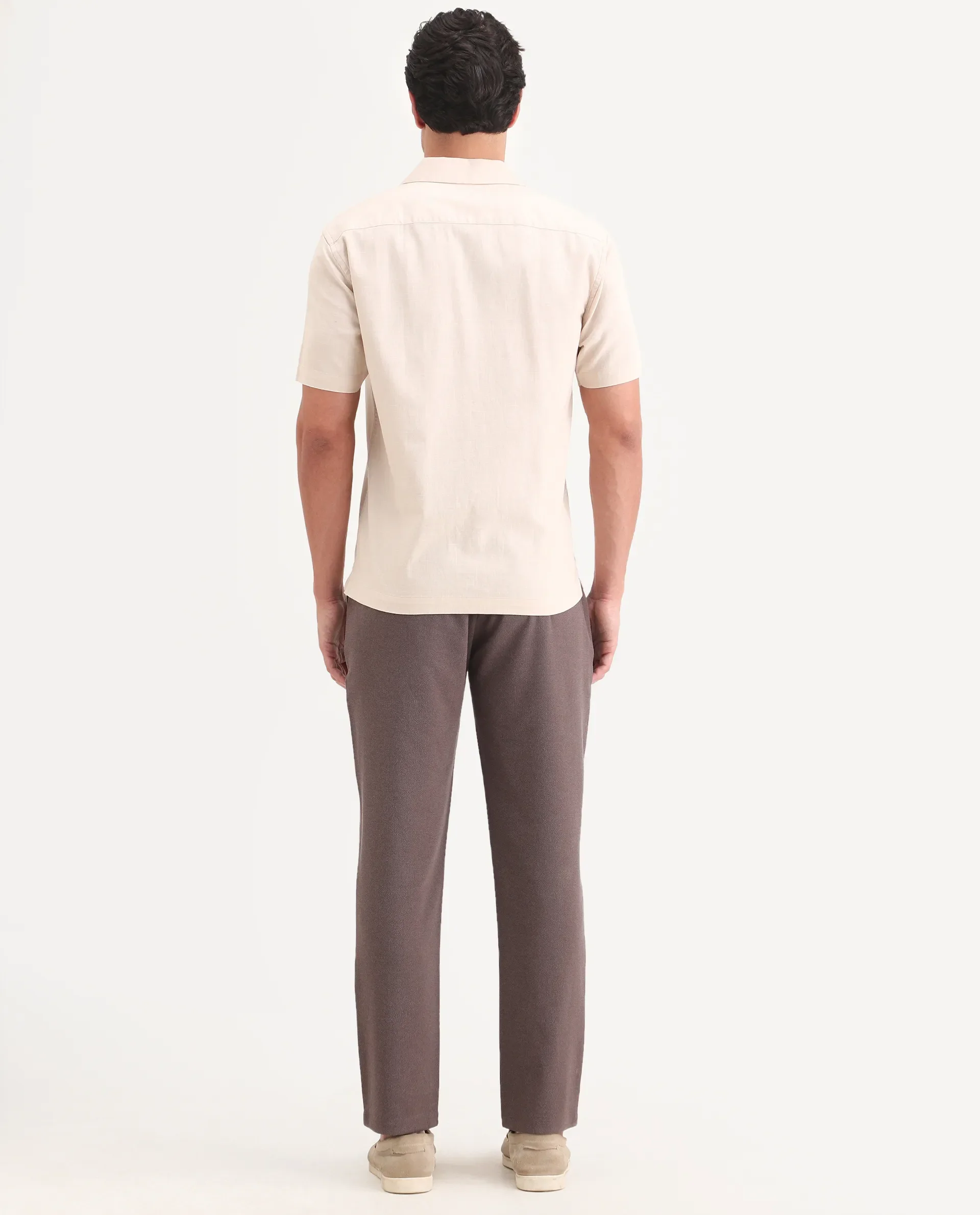 Rare Rabbit Men's Trove Dusky Brown Polyester Blend Fabric Regular Fit Textured Trouser - Image 8