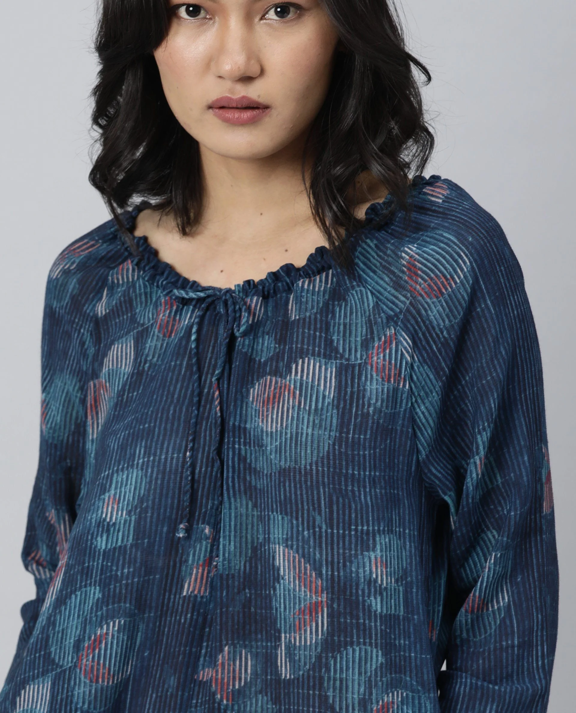 Rareism Women Troy Blue Dress Short Sleeves Printed - Image 10