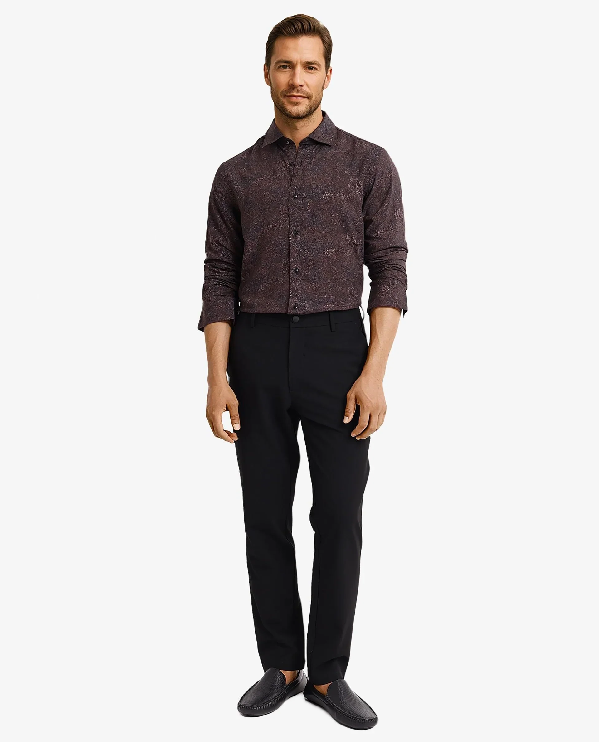 Rare Rabbit Men's Troyen Black Viscose Geometric Print Regular Fit Full Sleeve Collared Shirt - Image 2