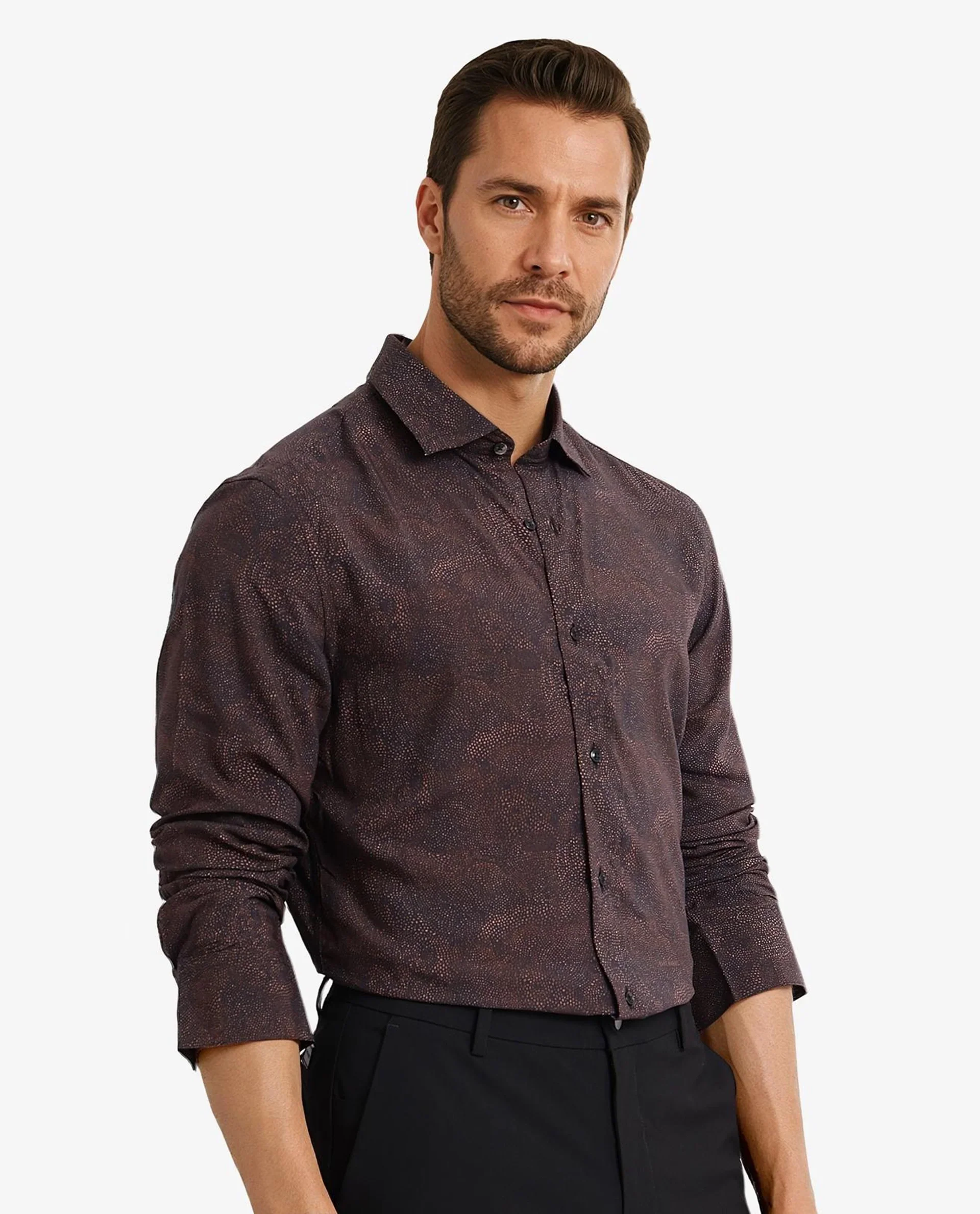 Rare Rabbit Men's Troyen Black Viscose Geometric Print Regular Fit Full Sleeve Collared Shirt - Image 6