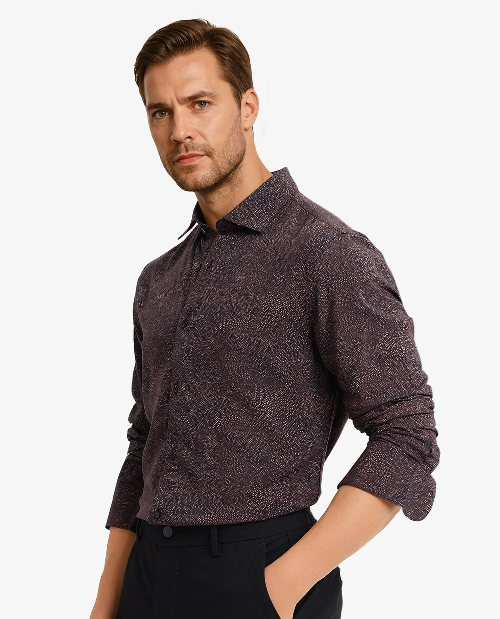 Rare Rabbit Men's Troyen Black Viscose Geometric Print Regular Fit Full Sleeve Collared Shirt - Image 7