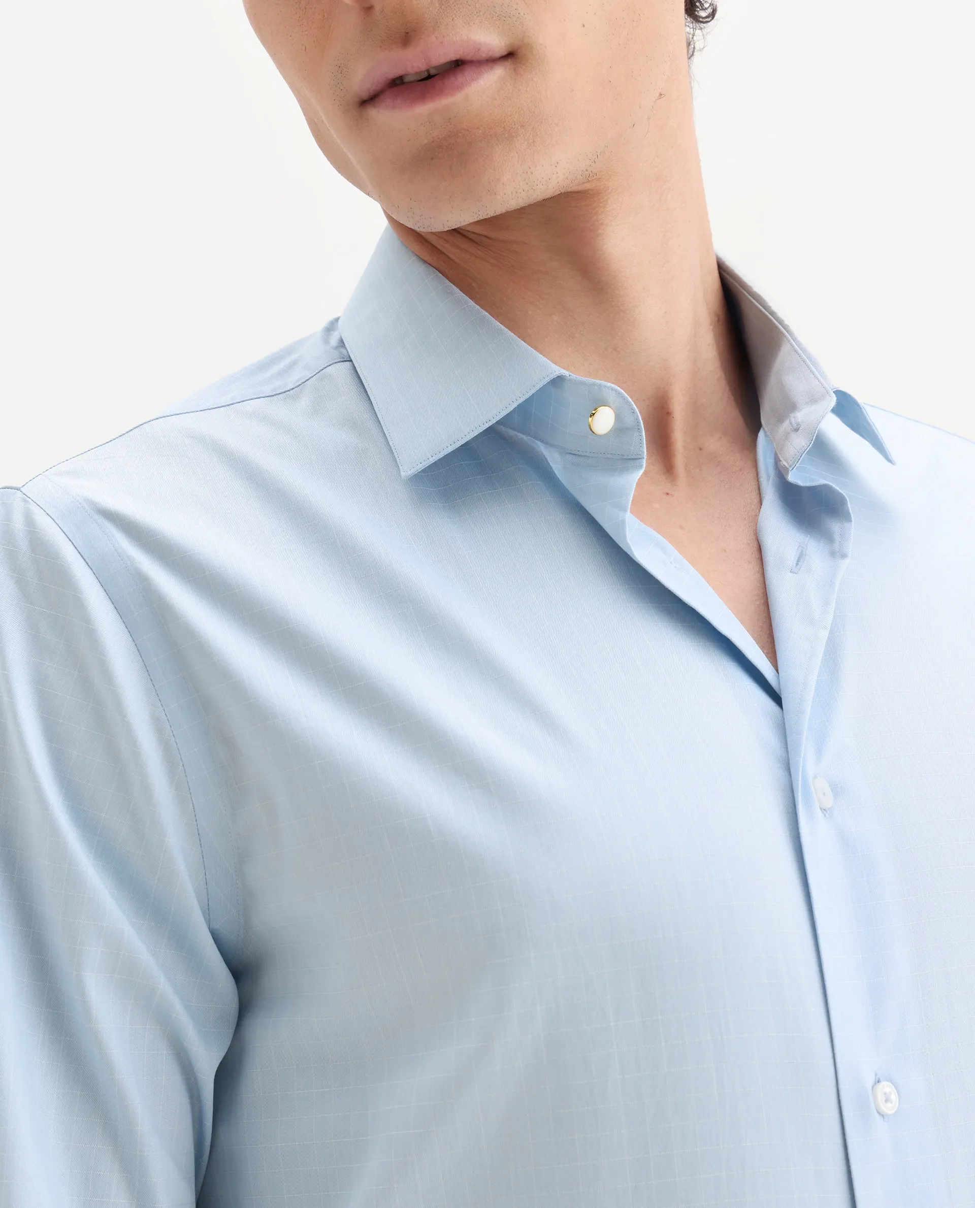 Rare Rabbit Men's Truc Blue Cotton Fabric Full Sleeve Regular Fit Plain Shirt - Image 4