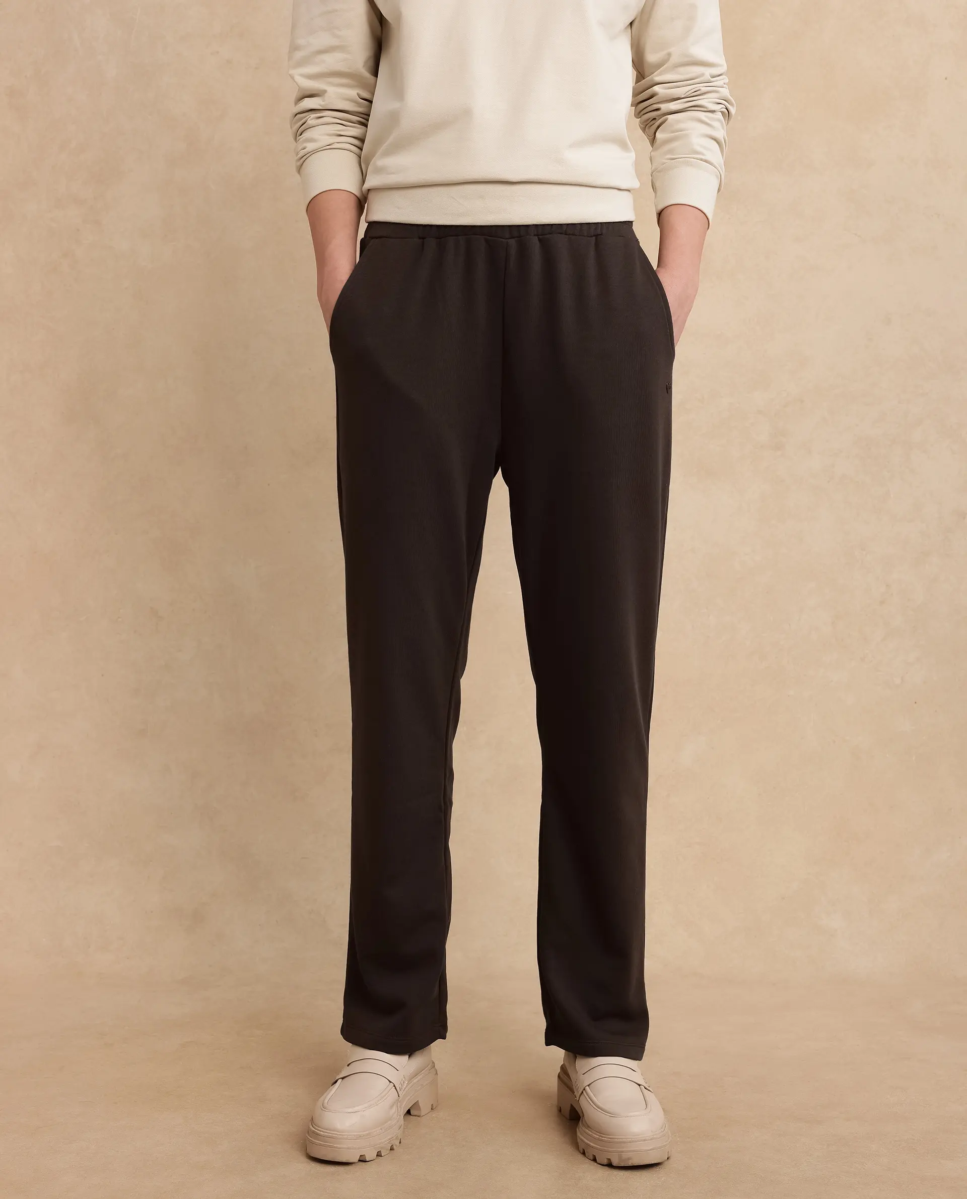 Rareism Women's Trunky Brown Cotton Blend Plain Ankle Length Straight Fit Track Pant - Image 2