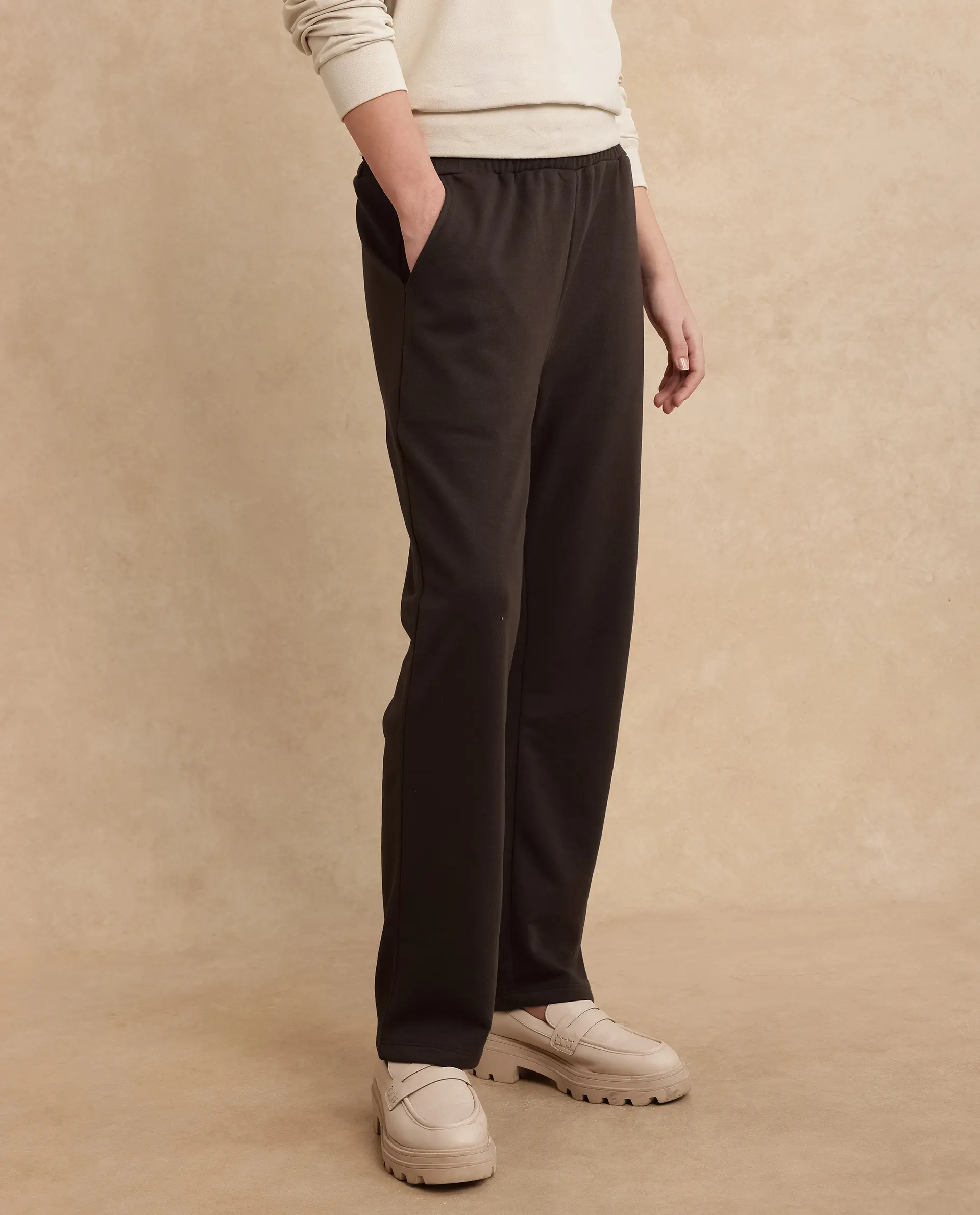 Rareism Women's Trunky Brown Cotton Blend Plain Ankle Length Straight Fit Track Pant - Image 6