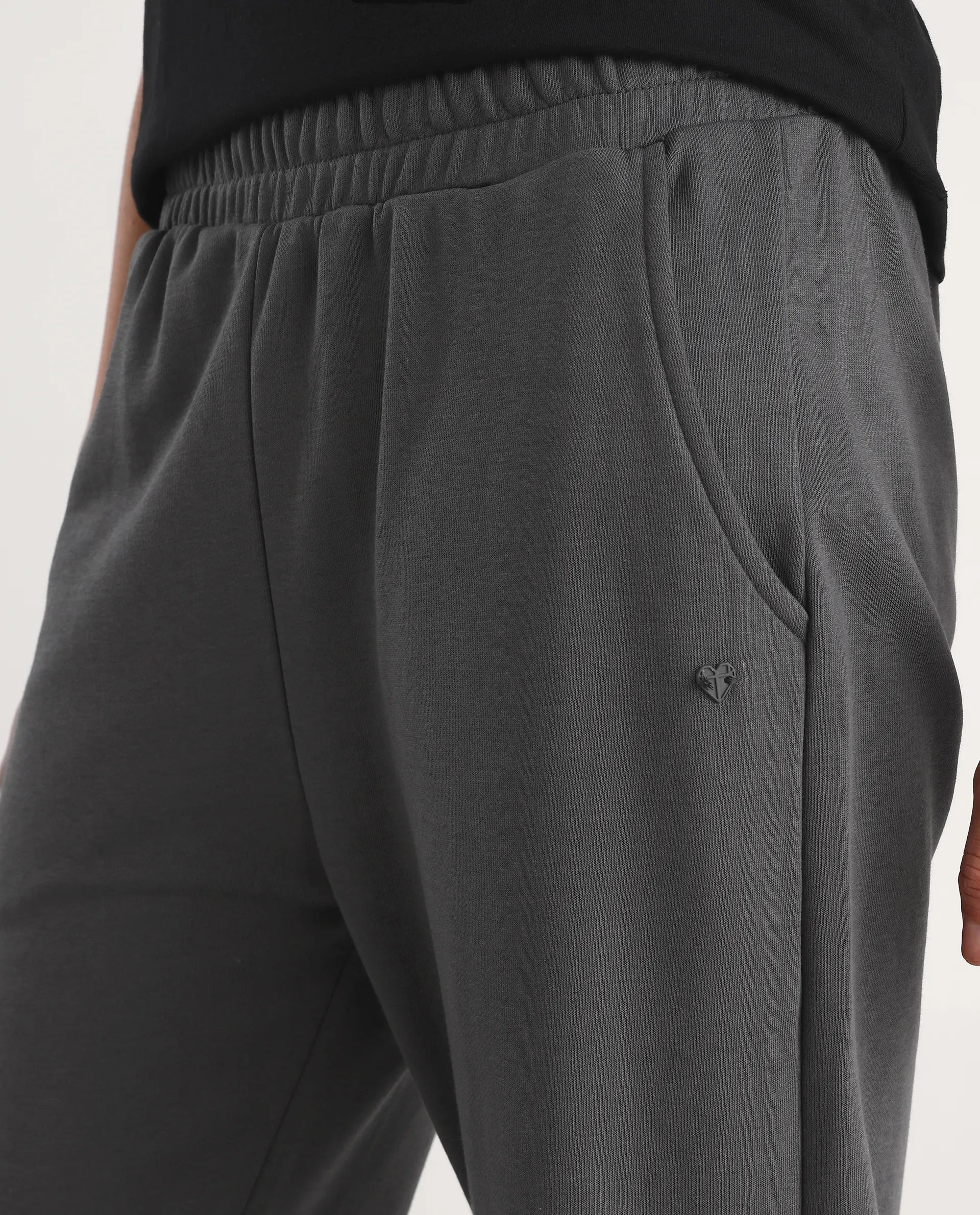 Rareism Women's Trunky Dark Grey Cotton Blend Plain Ankle Length Straight Fit Track Pant - Image 4