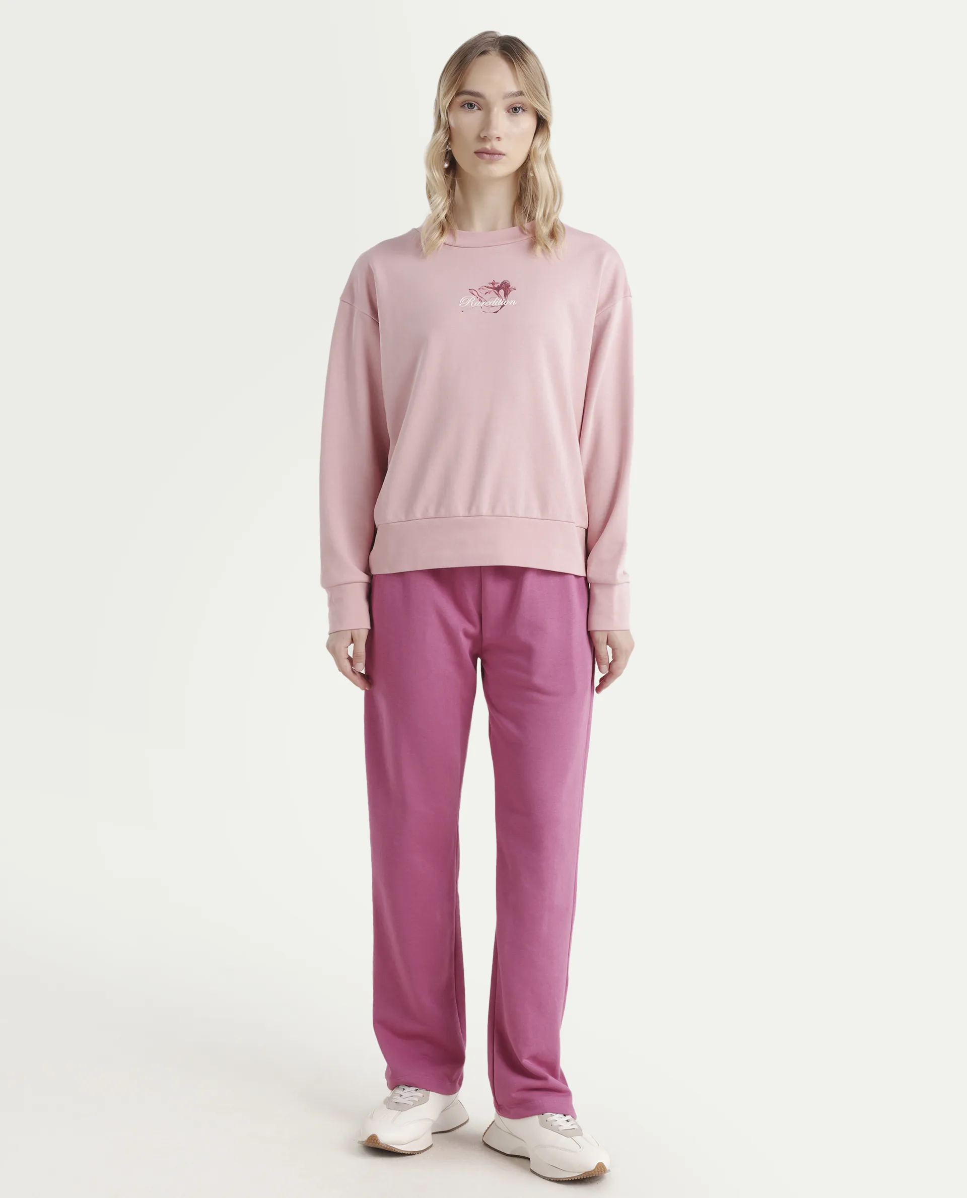 Rareism Women's Trunky Dark Pink Cotton Blend Plain Ankle Length Straight Fit Track Pant - Image 3