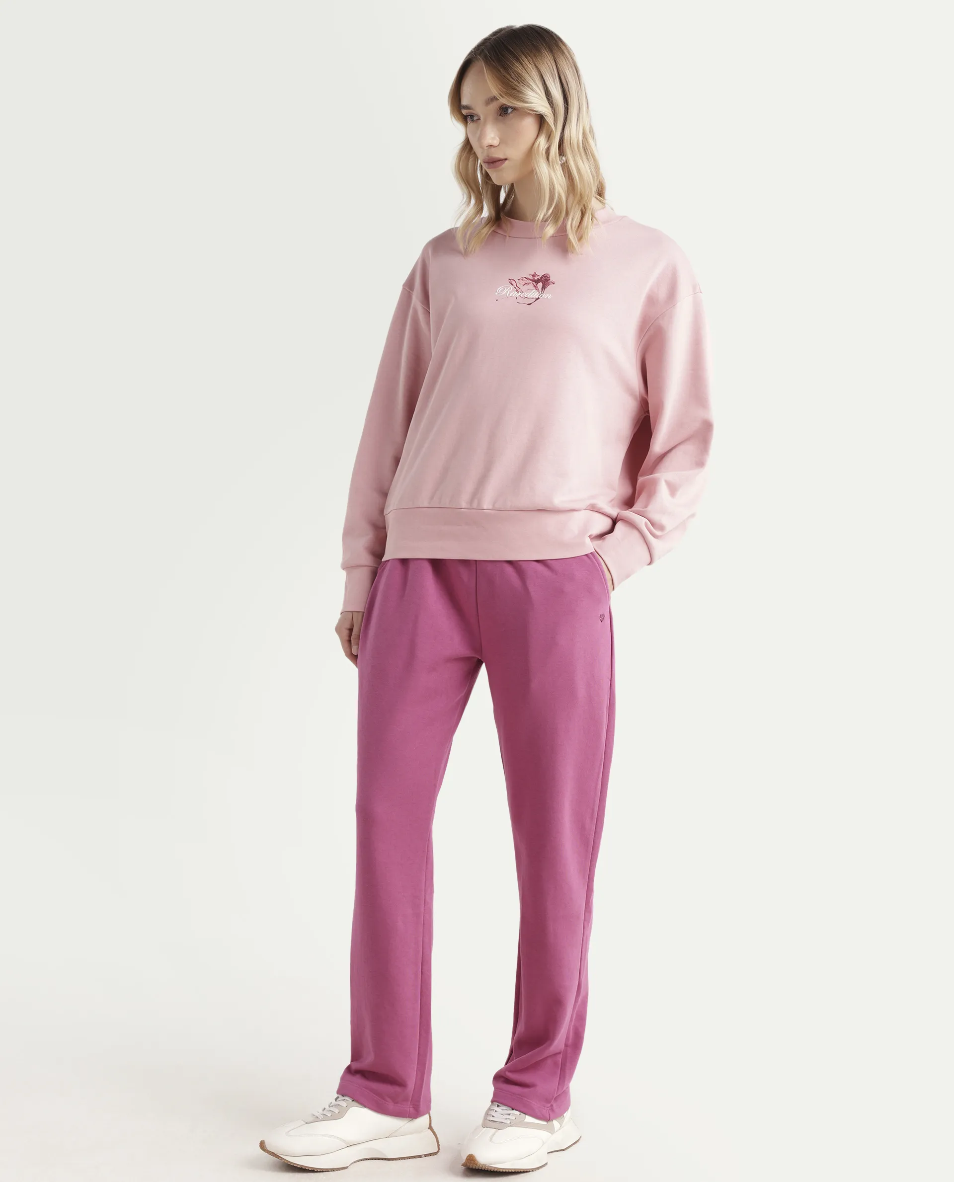 Rareism Women's Trunky Dark Pink Cotton Blend Plain Ankle Length Straight Fit Track Pant - Image 5