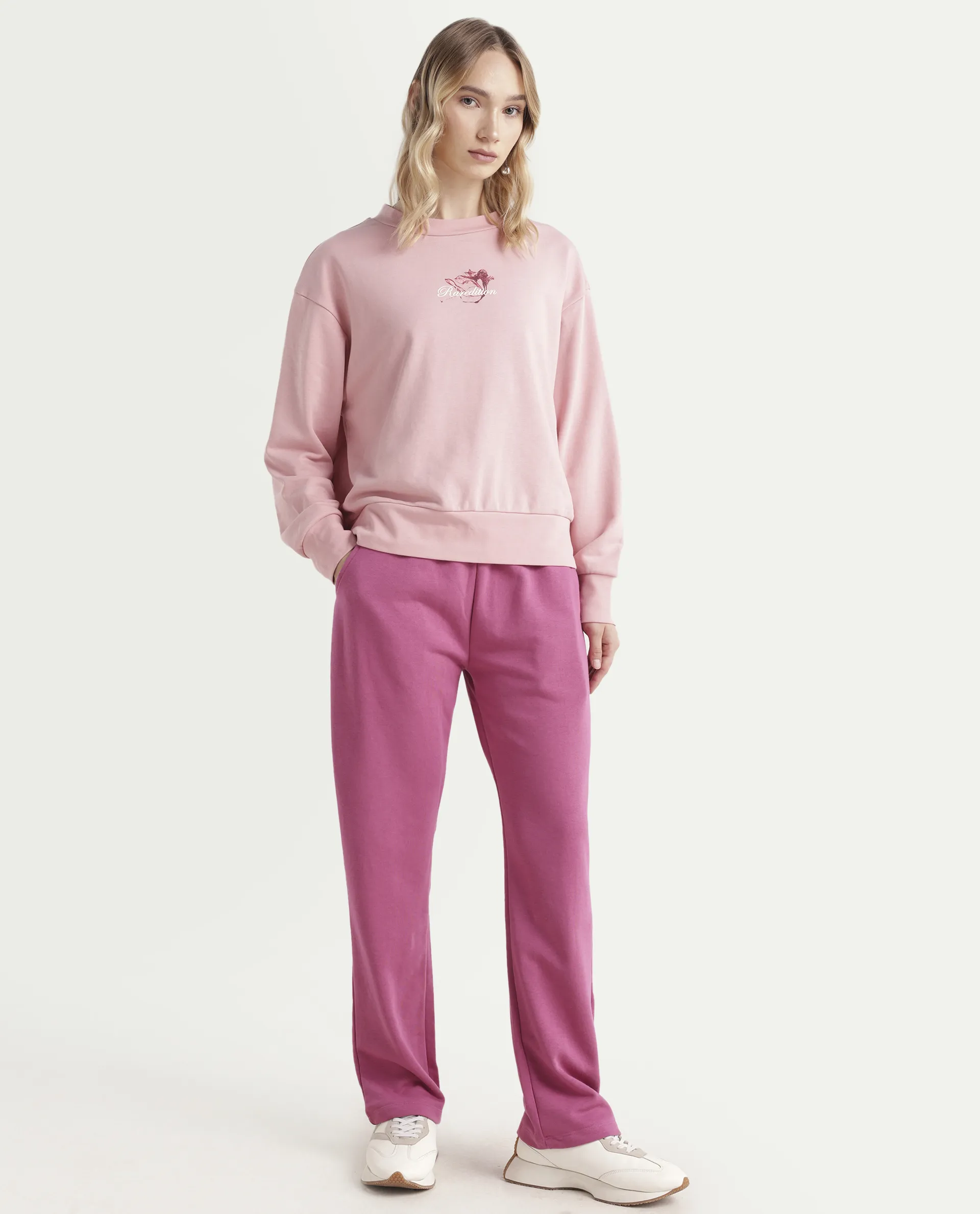 Rareism Women's Trunky Dark Pink Cotton Blend Plain Ankle Length Straight Fit Track Pant - Image 6