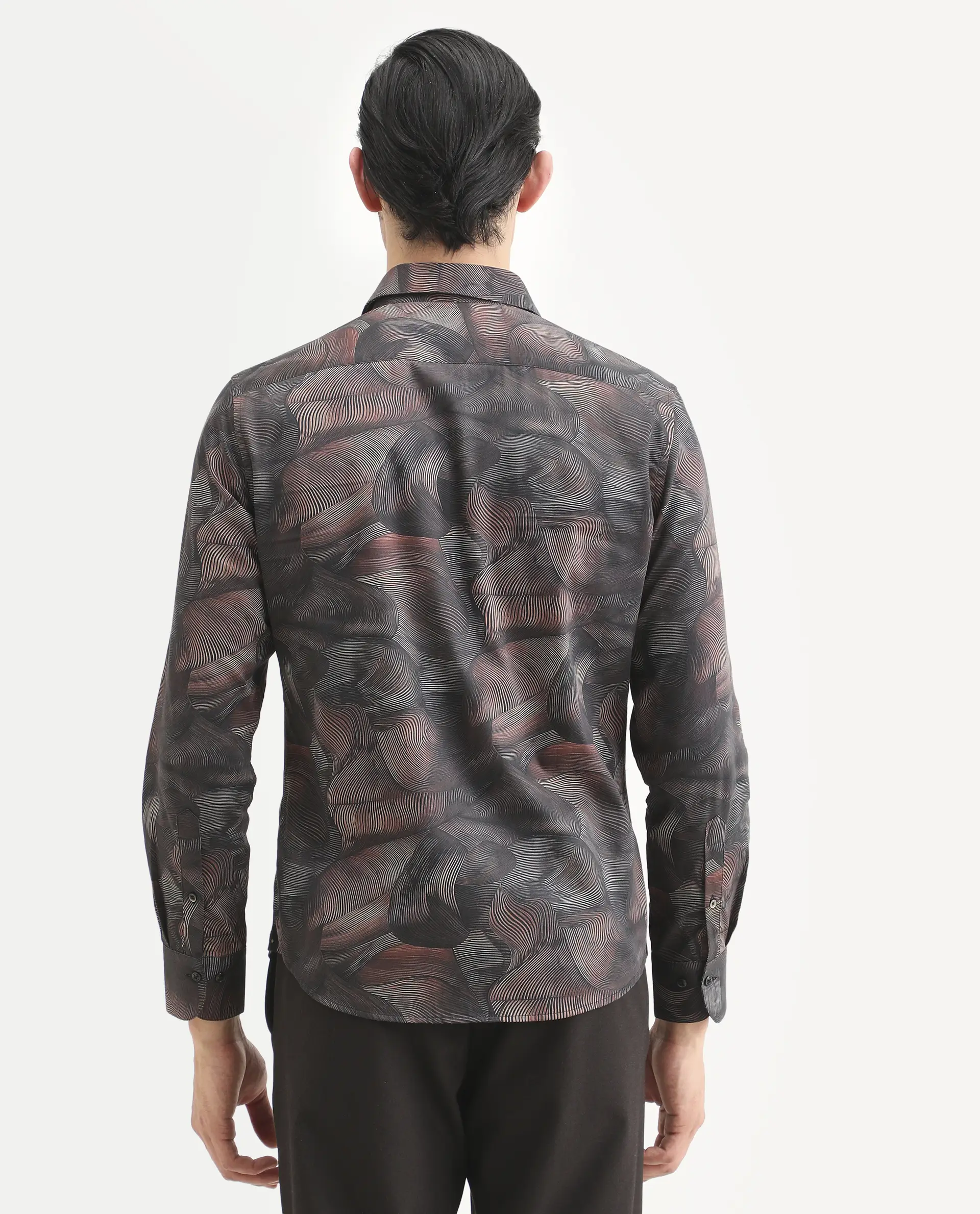 Rare Rabbit Men's Tuan Ls Brown Cotton Fabric Full Sleeve Spread Collar Regular Fit Abstract Print Shirt - Image 8