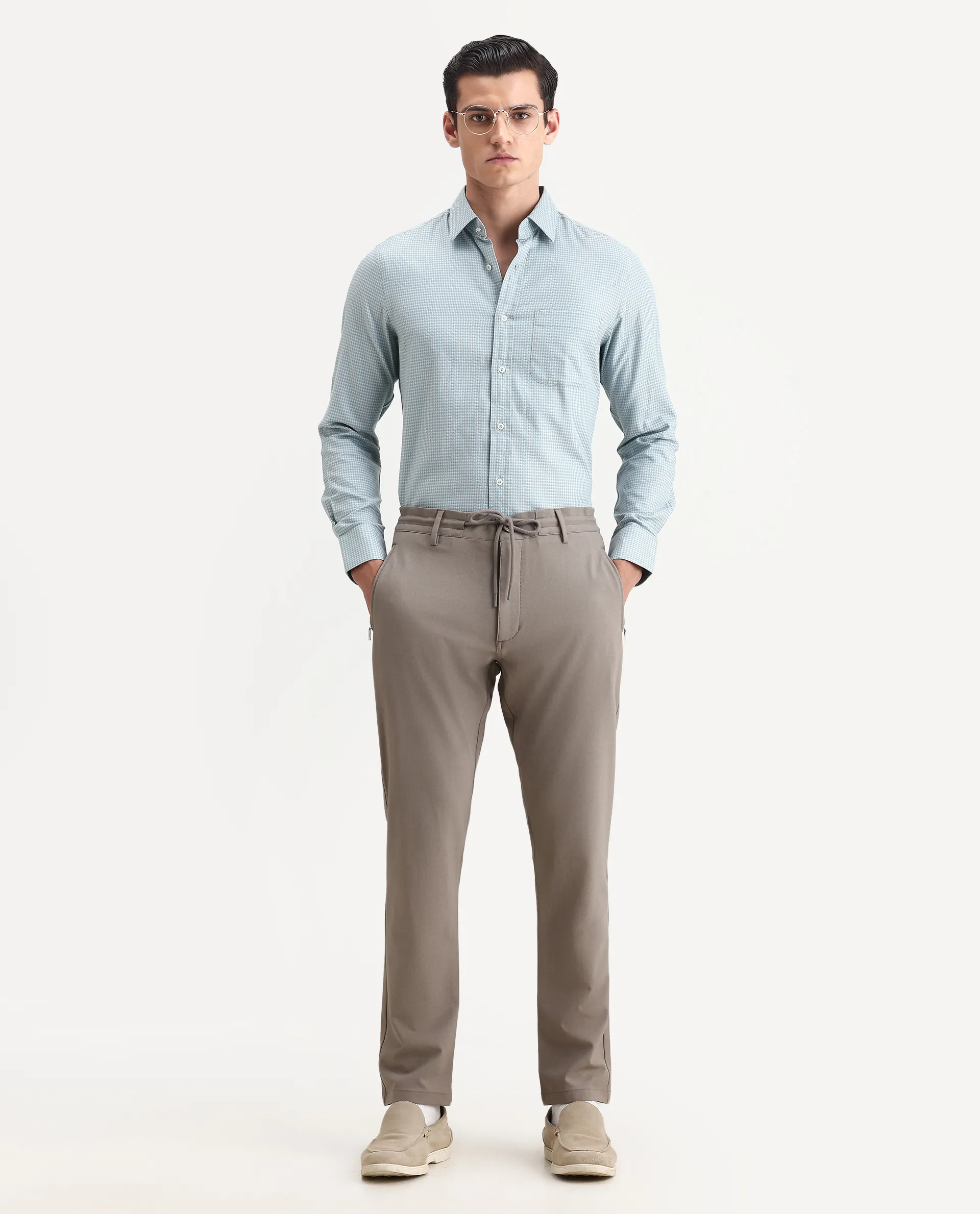 Rare Rabbit Men's Tucky Light Blue Cotton Checked Print Regular Fit Full Sleeve Collared Shirt - Image 2