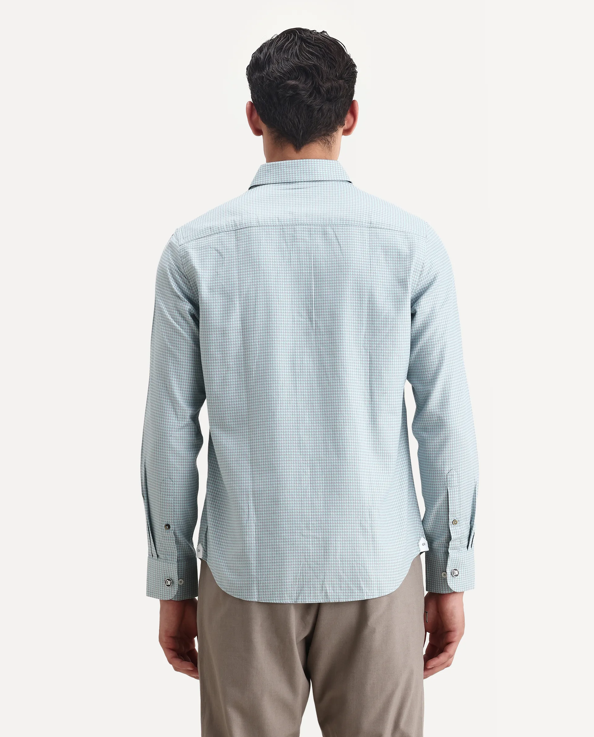 Rare Rabbit Men's Tucky Light Blue Cotton Checked Print Regular Fit Full Sleeve Collared Shirt - Image 7