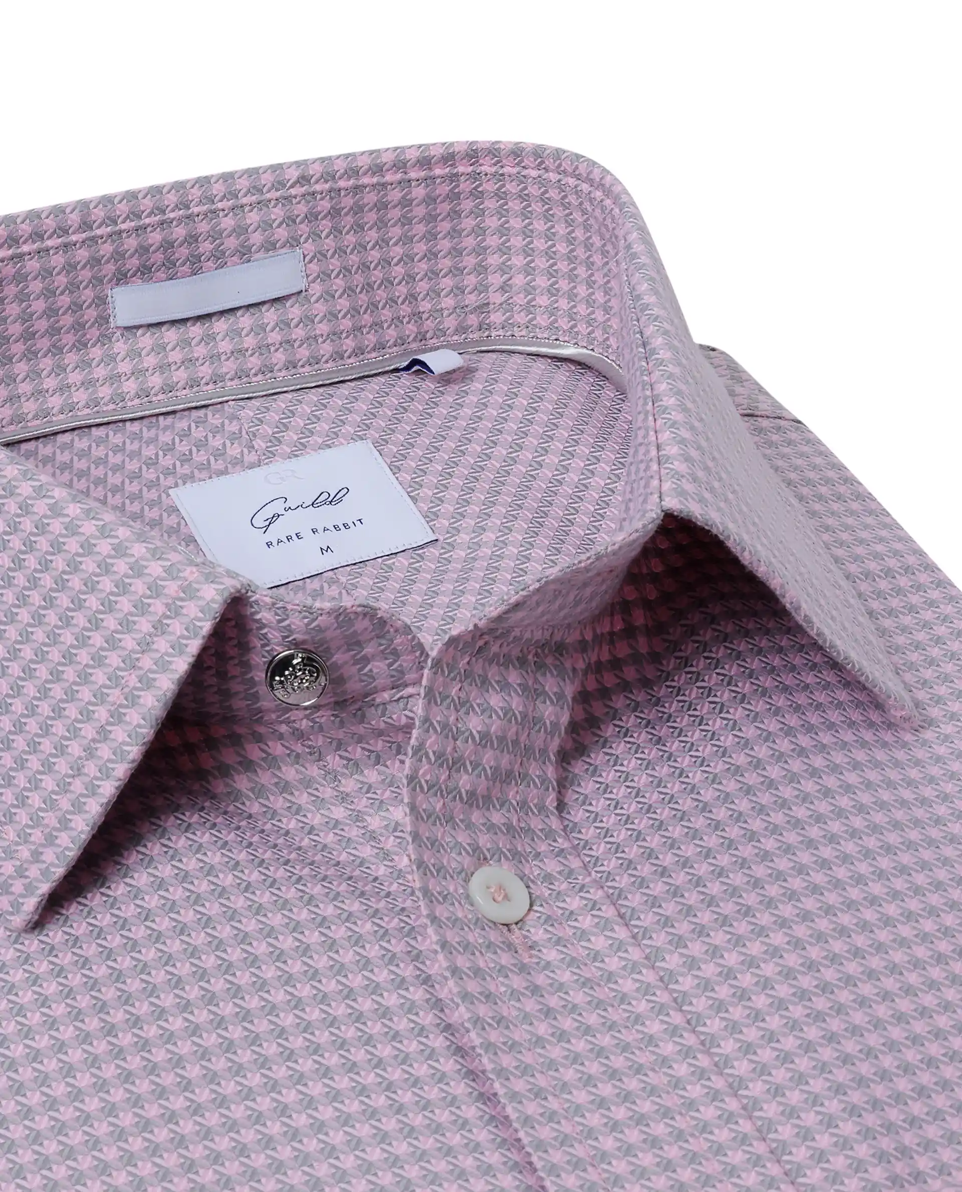 Rare Rabbit Men's Tucky Light Pink Cotton Striped Print Regular Fit Full Sleeve Collared Shirt