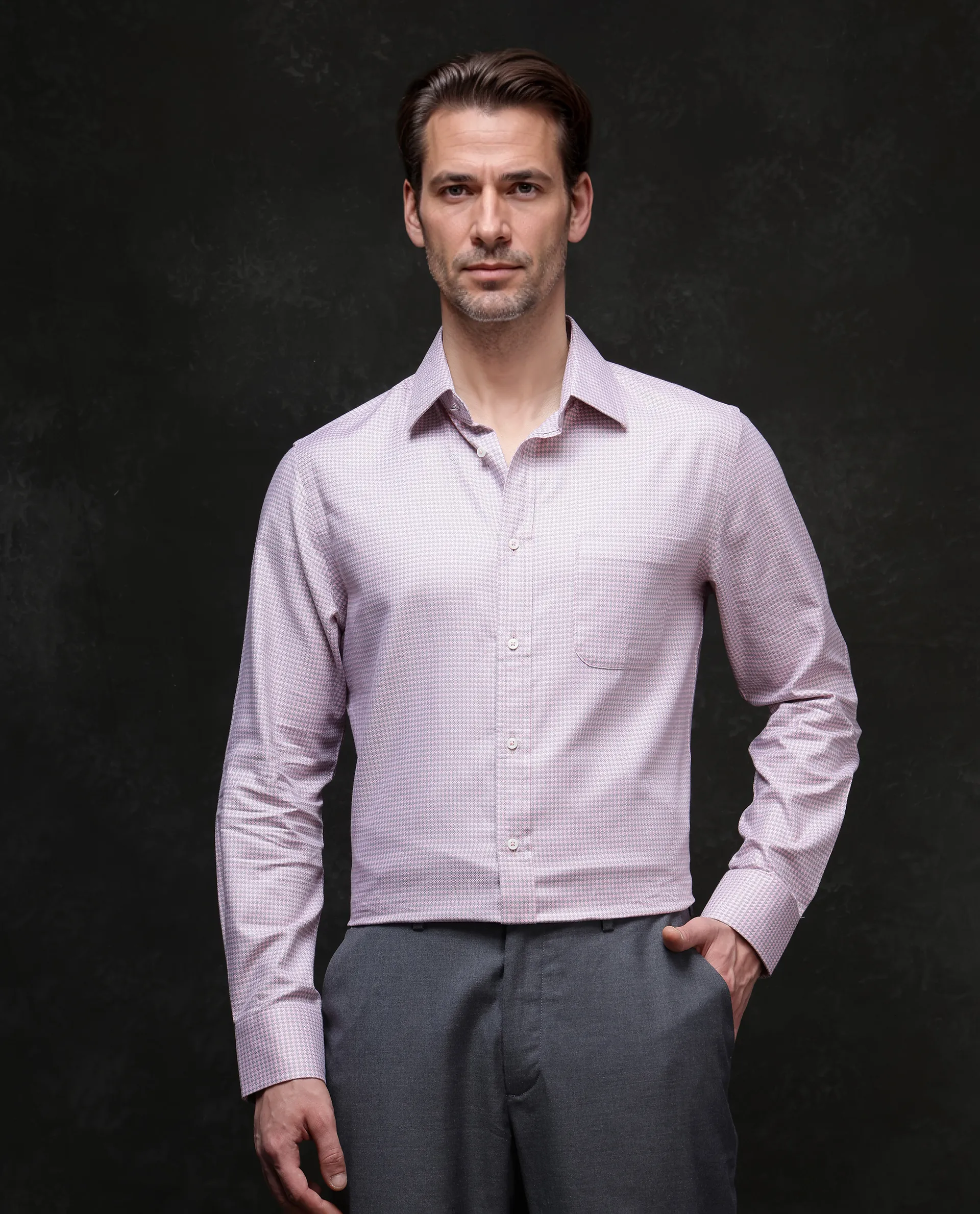 Rare Rabbit Men's Tucky Light Pink Cotton Striped Print Regular Fit Full Sleeve Collared Shirt - Image 3
