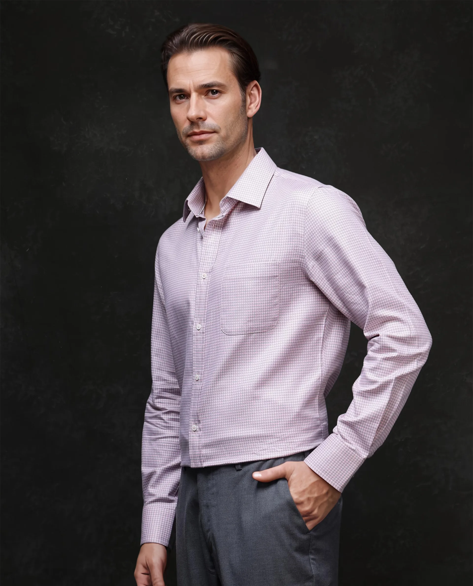 Rare Rabbit Men's Tucky Light Pink Cotton Striped Print Regular Fit Full Sleeve Collared Shirt - Image 8