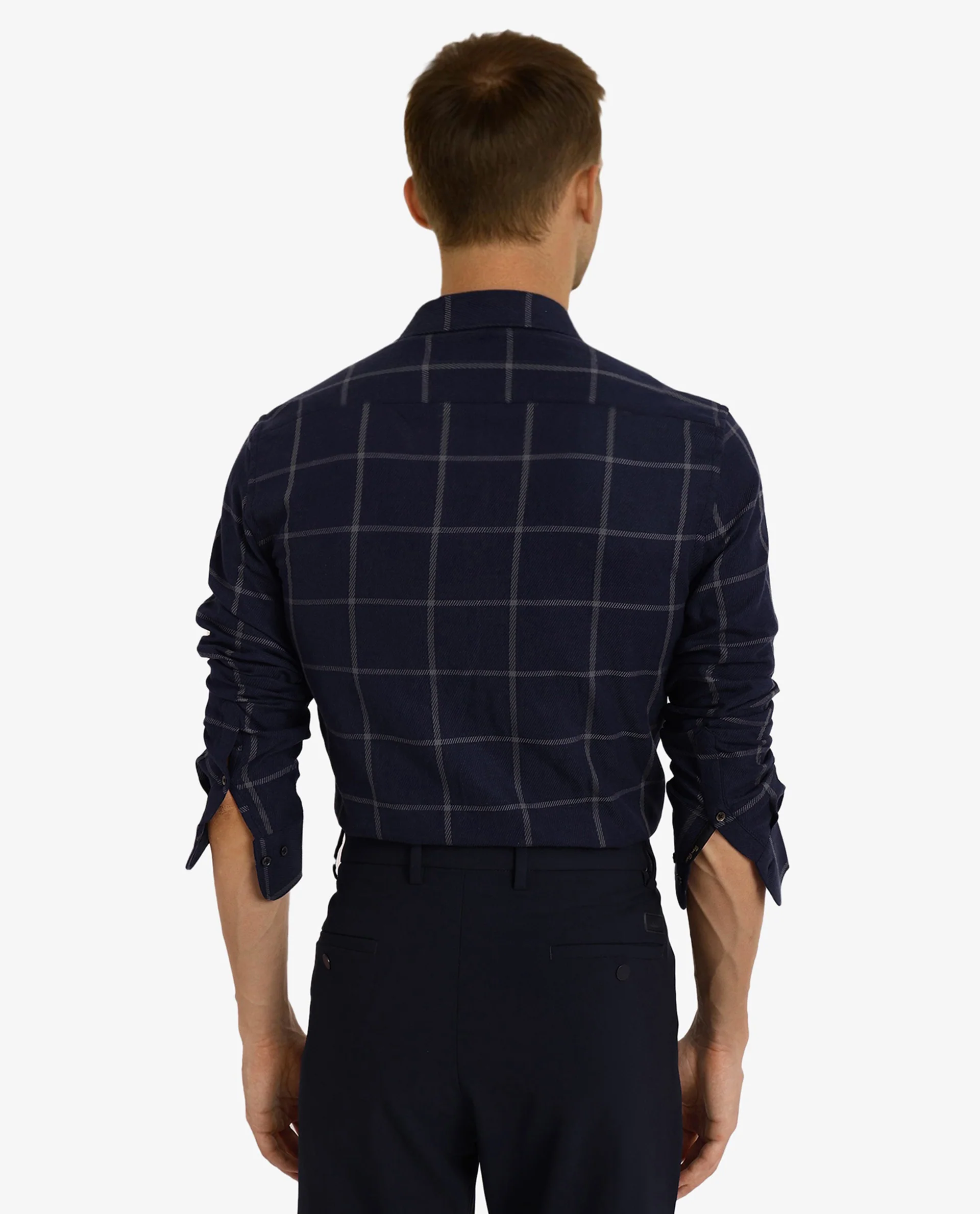 Rare Rabbit Men's Tuffah Dark Navy Cotton Checked Print Regular Fit Full Sleeve Collared Shirt - Image 6