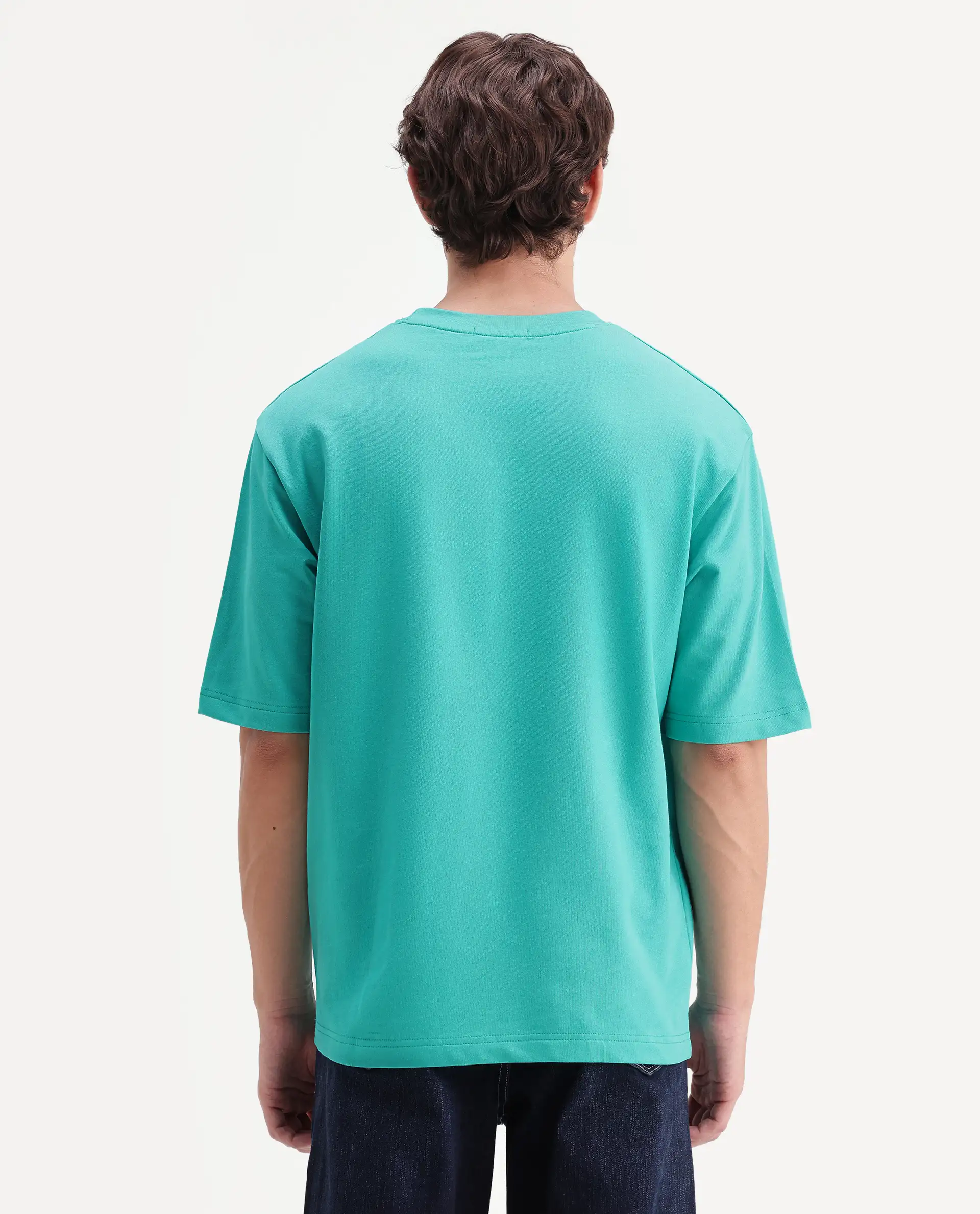 Rare Rabbit Men's Tuft Fluorescent Green Cotton Crew Neck Regular Embroidered T-Shirt - Image 7