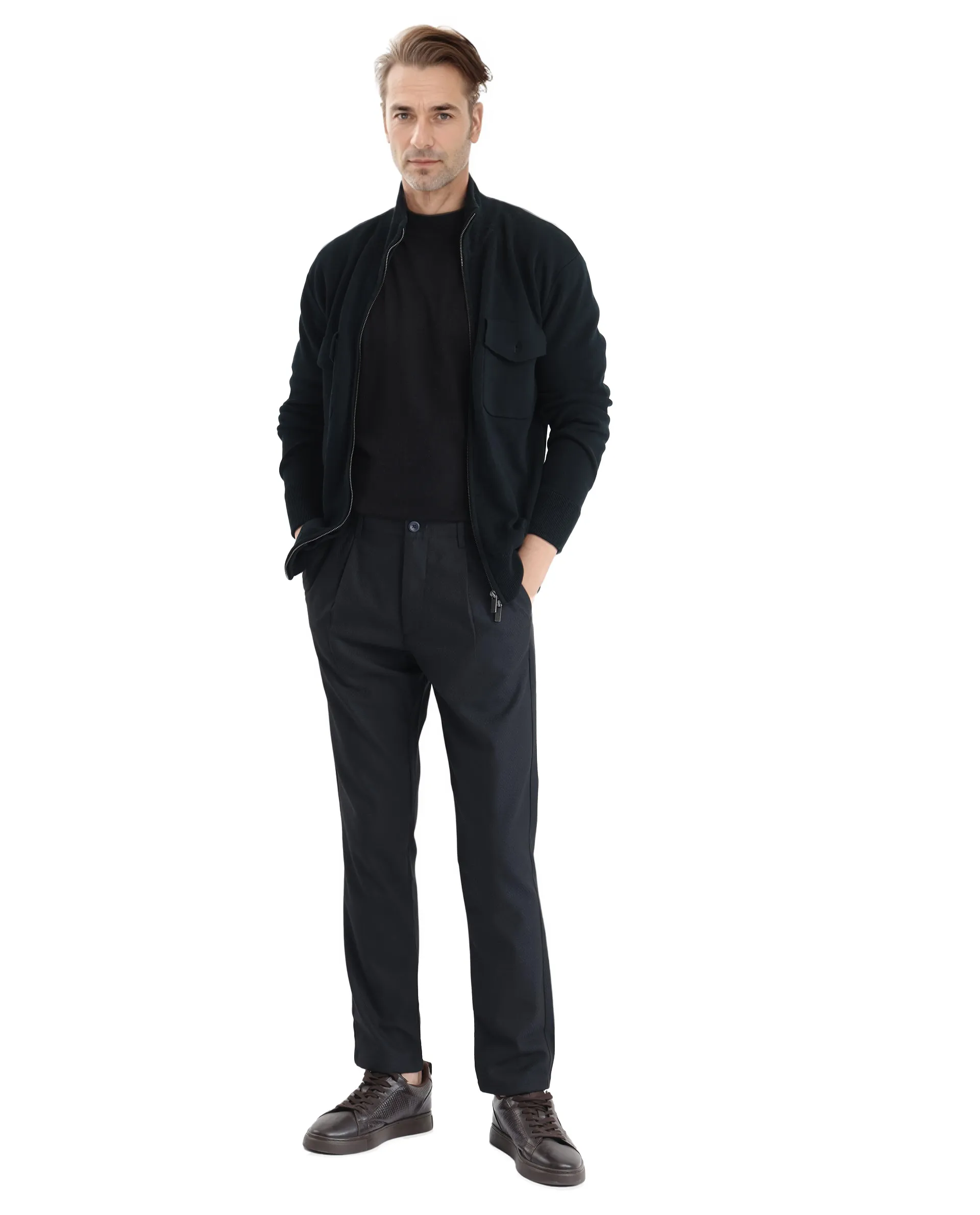 Rare Rabbit Men's Tula Navy Cotton Plain Relaxed Fit Trouser - Image 2