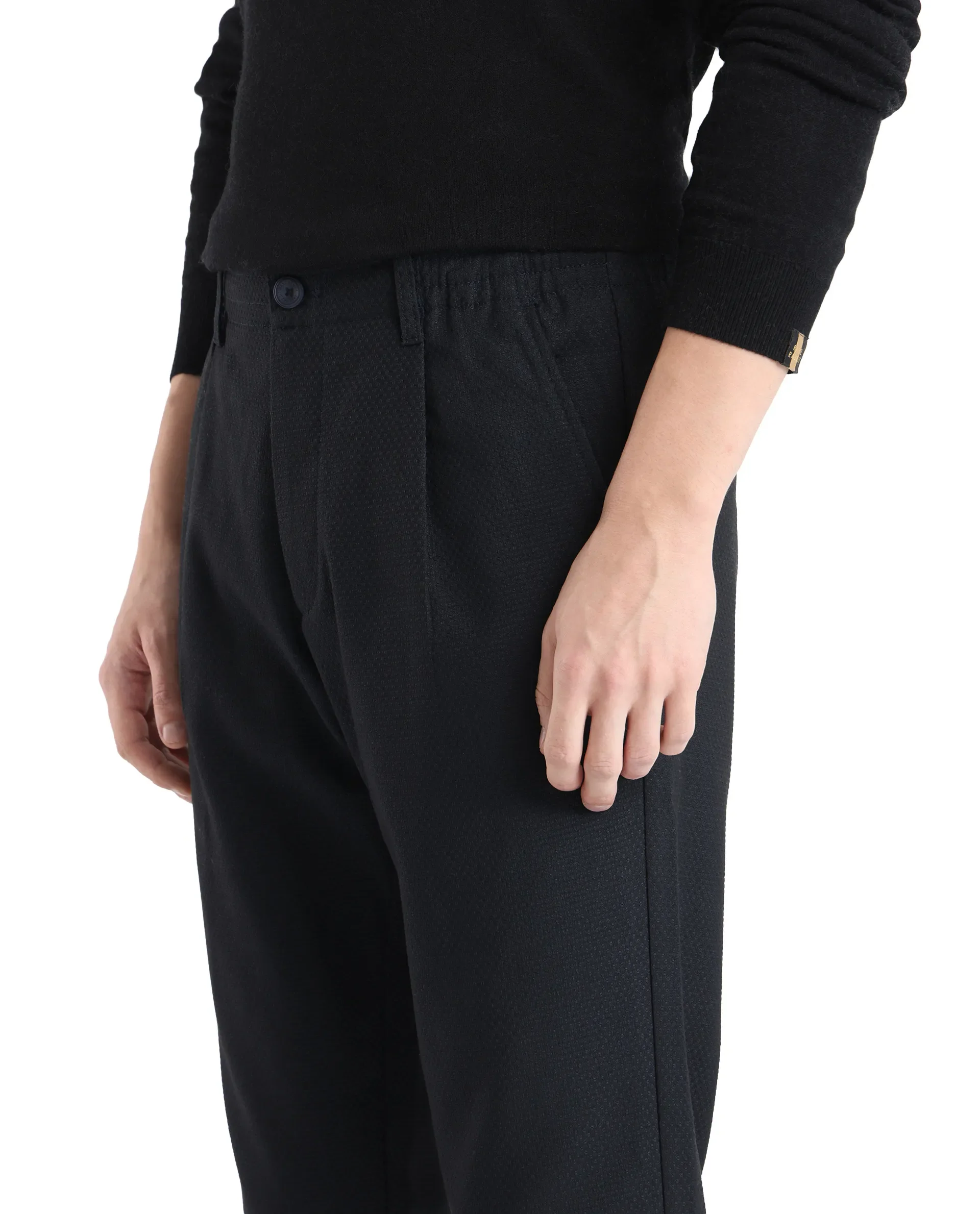 Rare Rabbit Men's Tula Navy Cotton Plain Relaxed Fit Trouser - Image 3