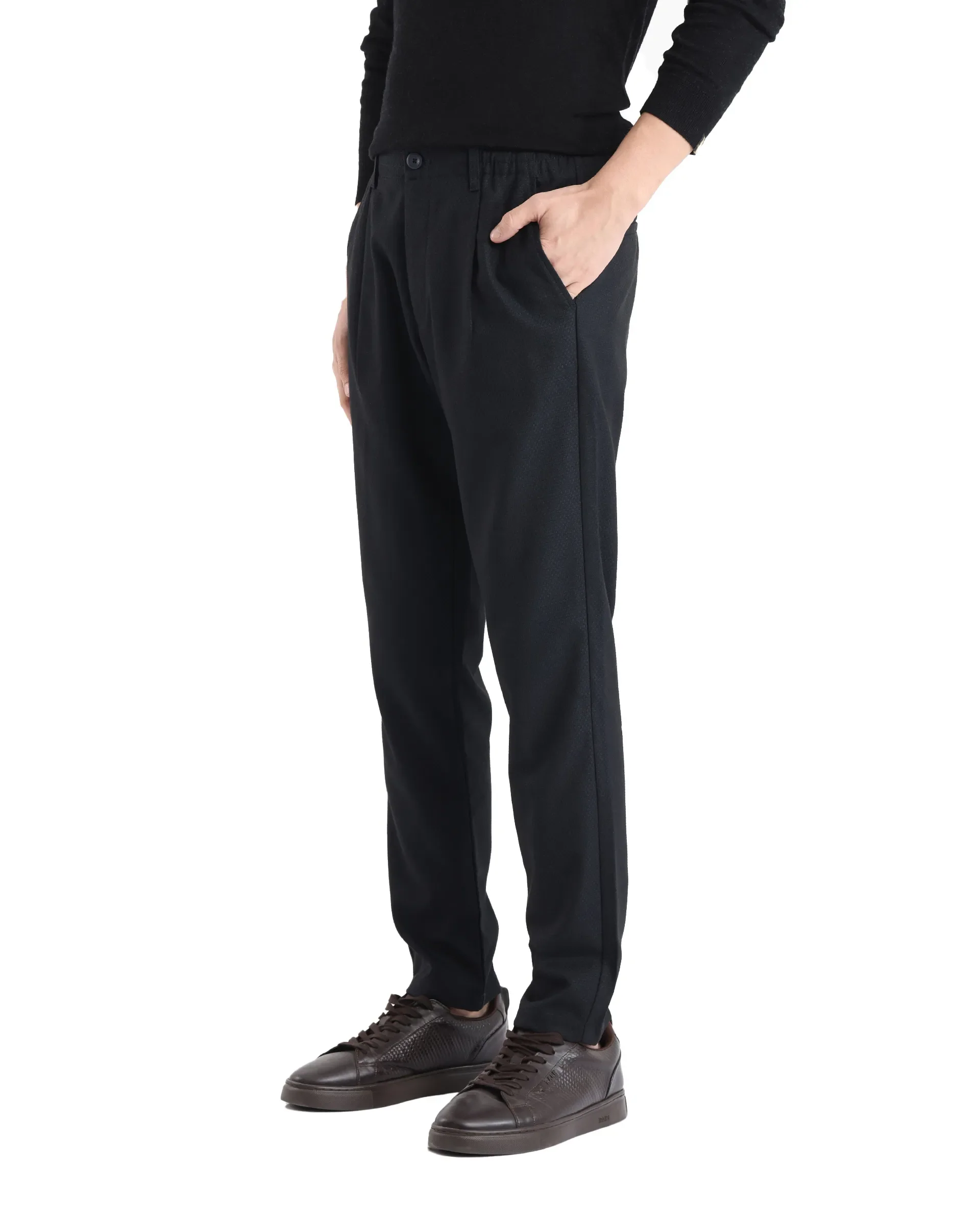 Rare Rabbit Men's Tula Navy Cotton Plain Relaxed Fit Trouser - Image 6