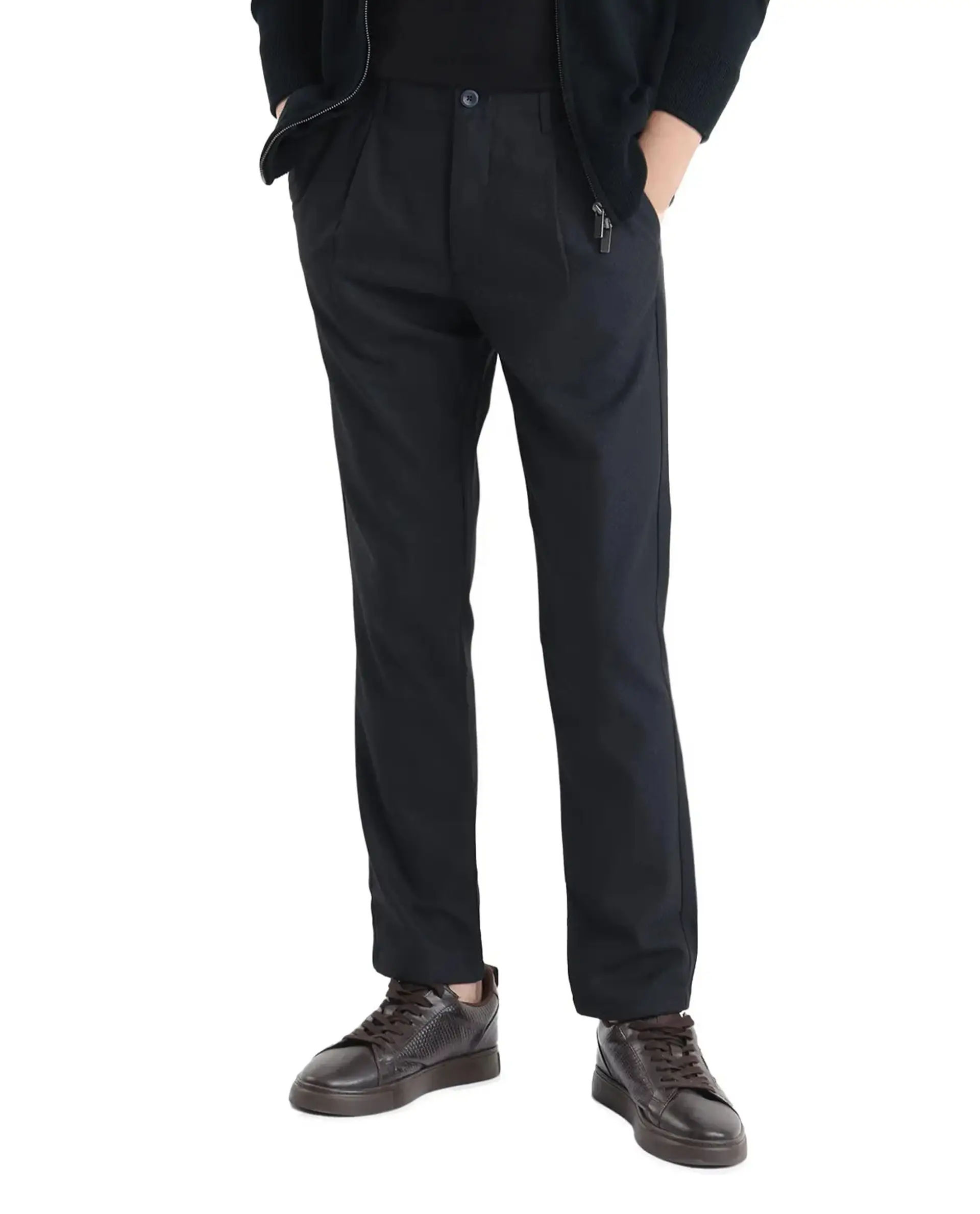 Rare Rabbit Men's Tula Navy Cotton Plain Relaxed Fit Trouser - Image 7