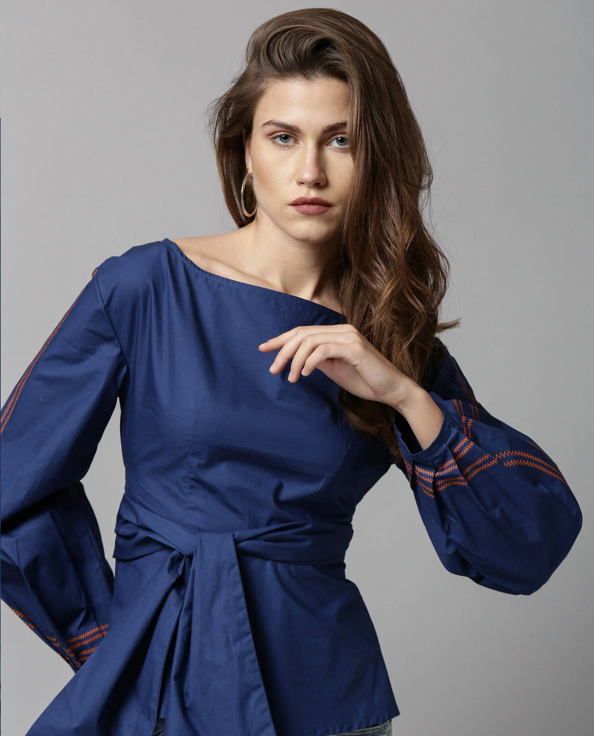Rareism Women Tulip-Rz Blue Top Full Sleeves Solid - Image 2